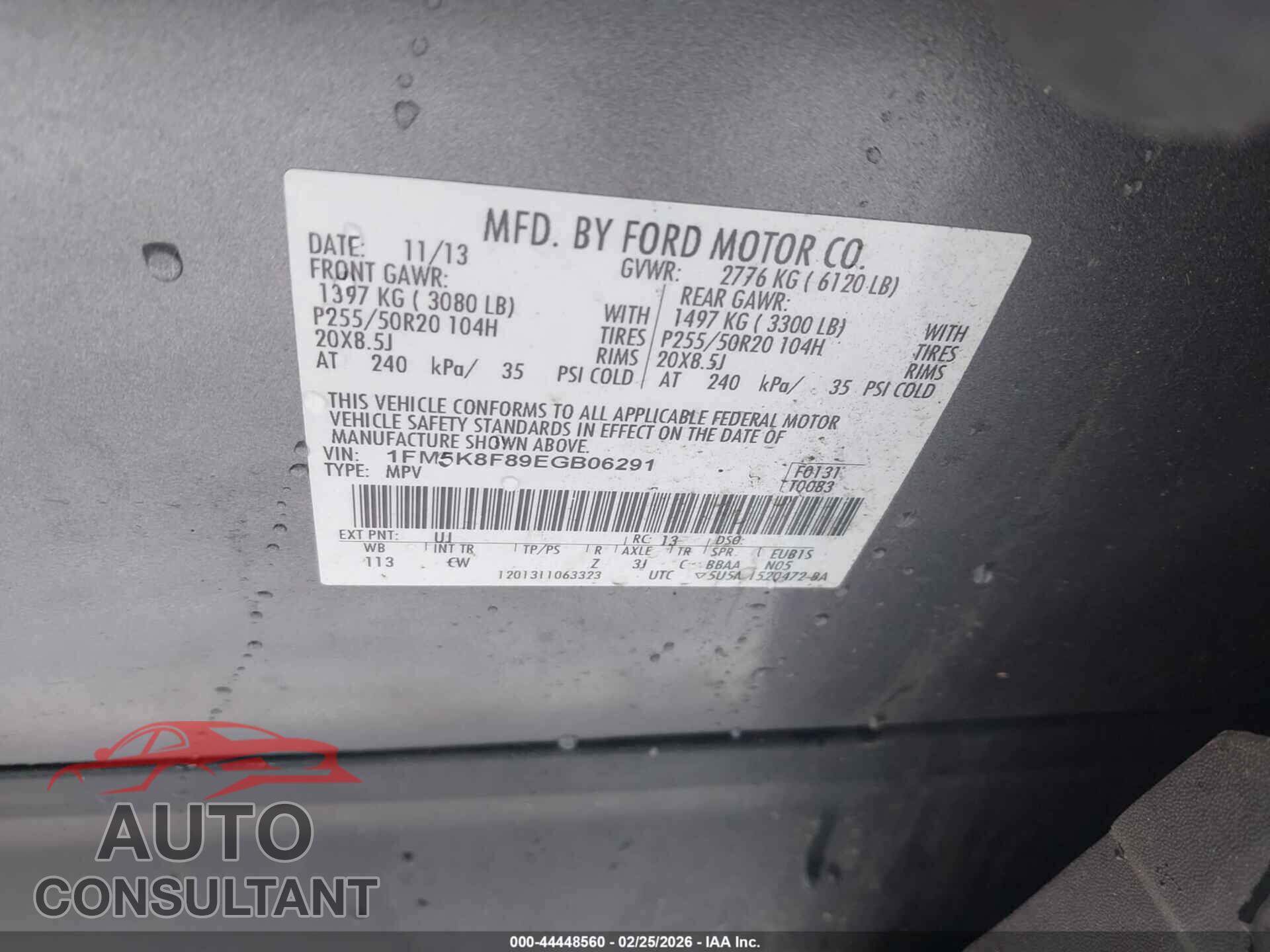 FORD EXPLORER 2014 - 1FM5K8F89EGB06291