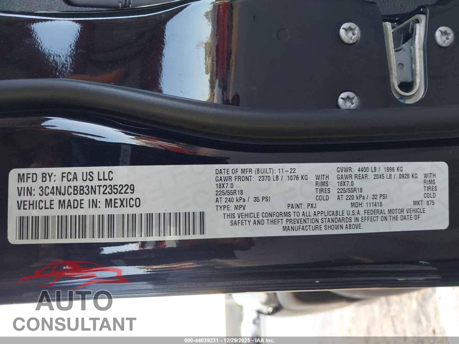 JEEP COMPASS 2022 - 3C4NJCBB3NT235229