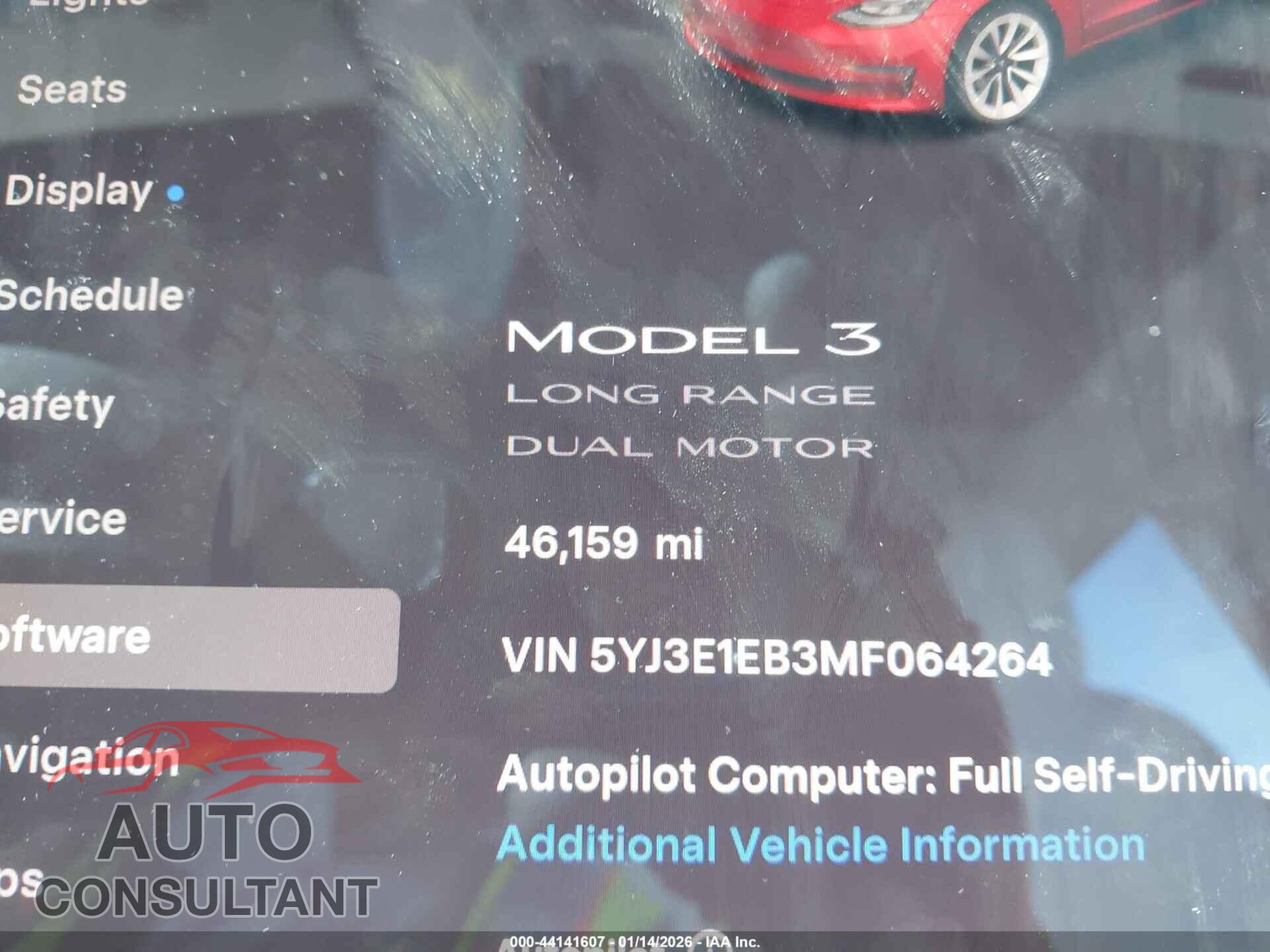 TESLA MODEL 3 2021 - 5YJ3E1EB3MF064264