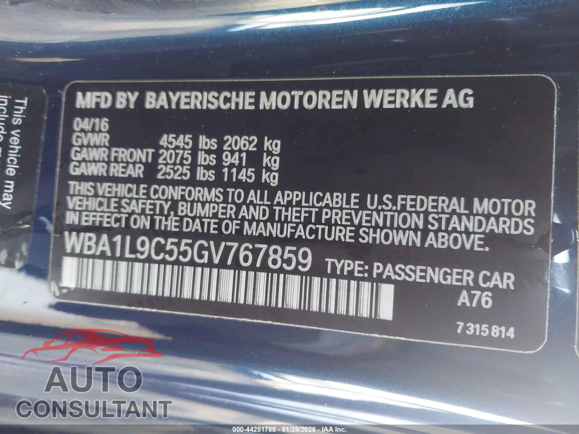 BMW 228I 2016 - WBA1L9C55GV767859