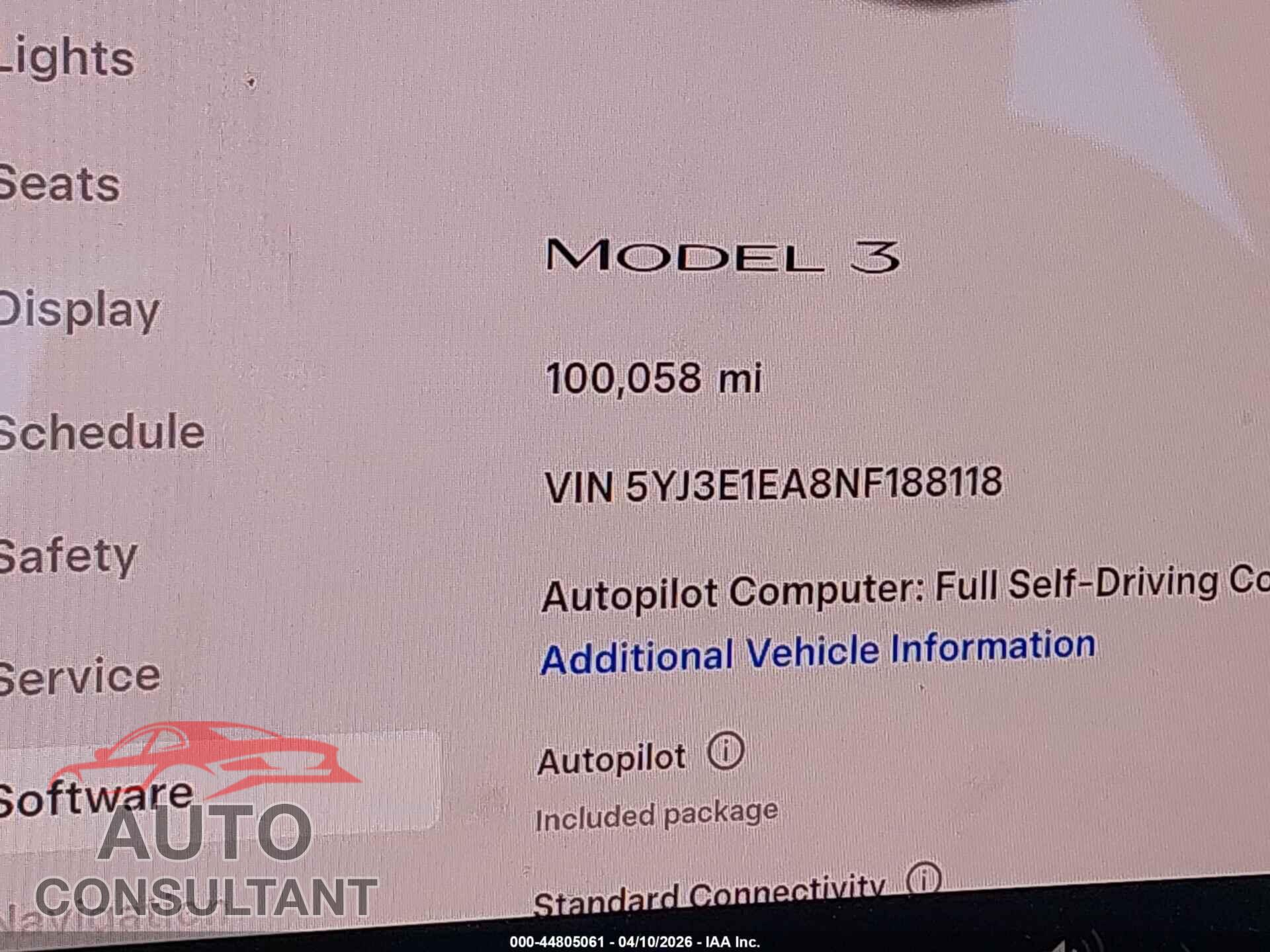 TESLA MODEL 3 2022 - 5YJ3E1EA8NF188118