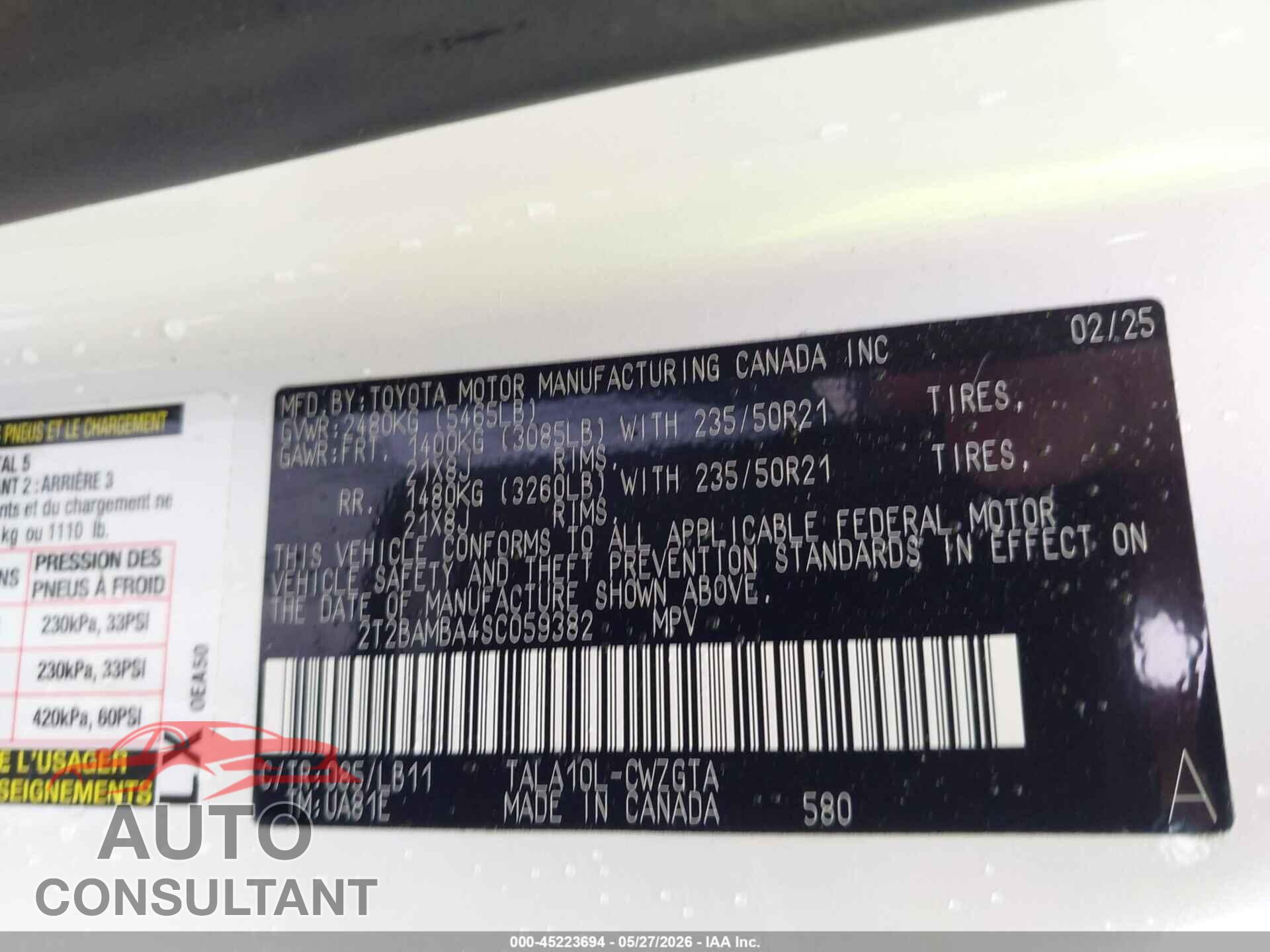 LEXUS RX 350 2025 - 2T2BAMBA4SC059382