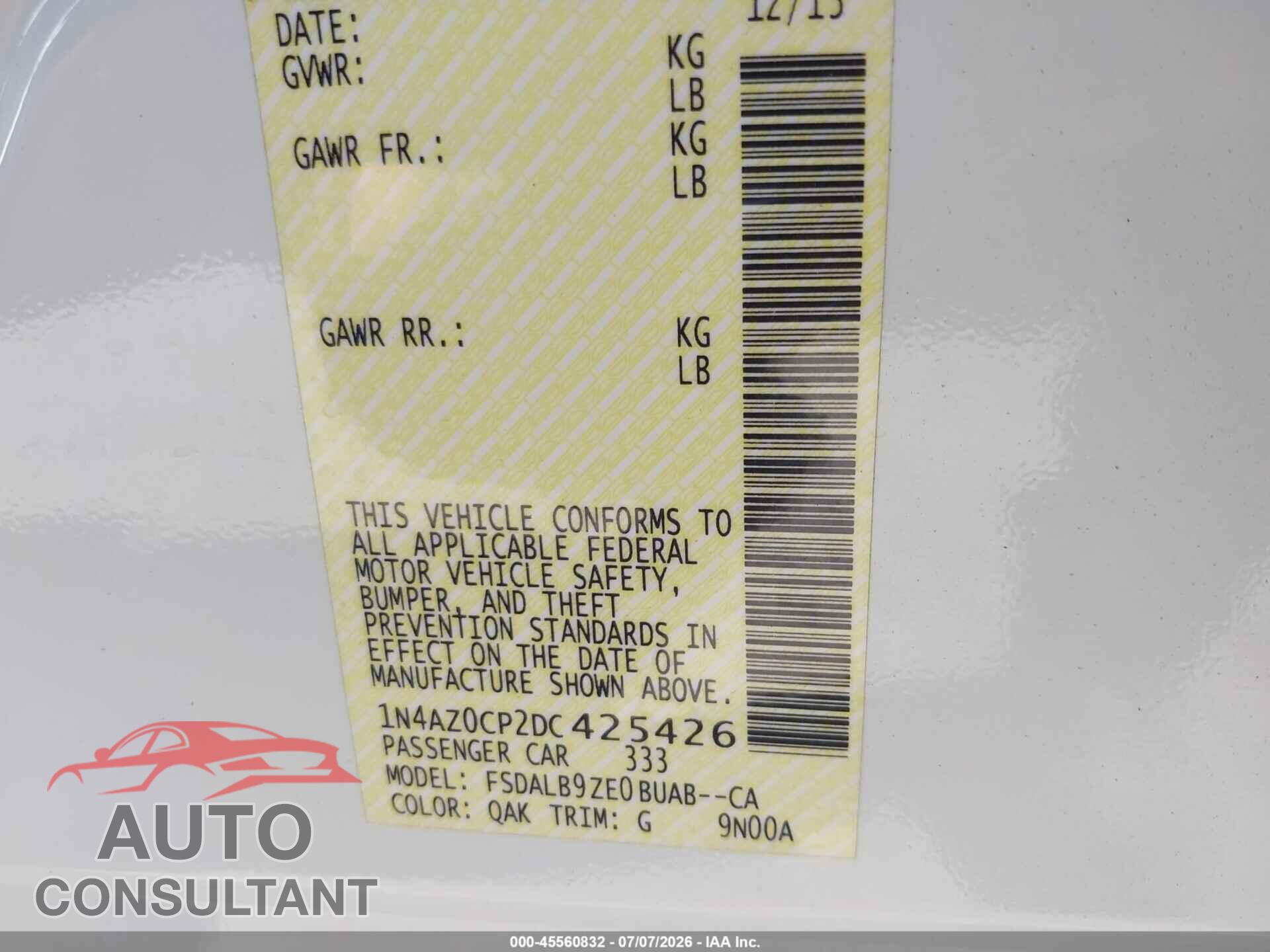 NISSAN LEAF 2013 - 1N4AZ0CP2DC425426
