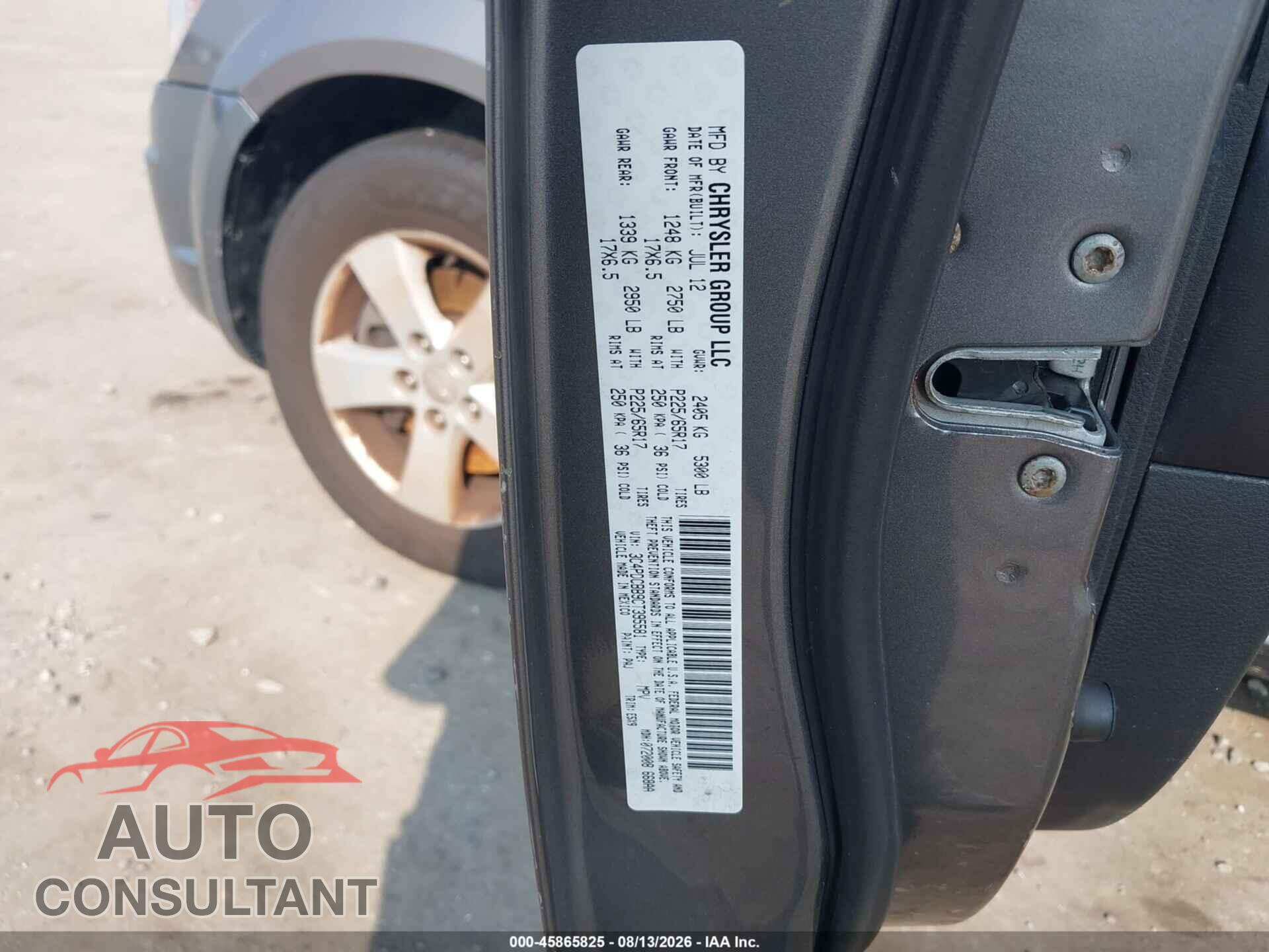 DODGE JOURNEY 2012 - 3C4PDCBB9CT395581