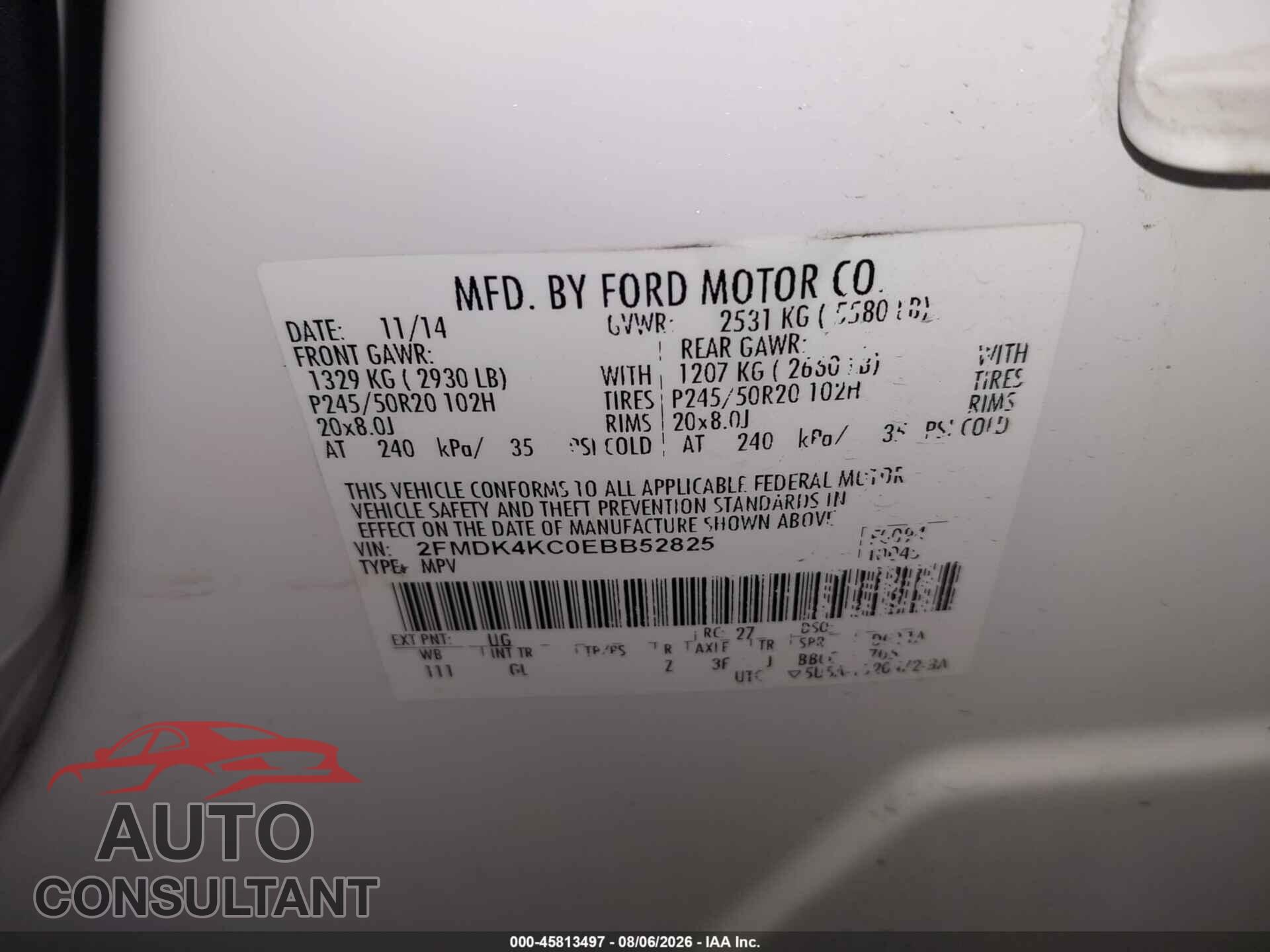 FORD EDGE 2014 - 2FMDK4KC0EBB52825