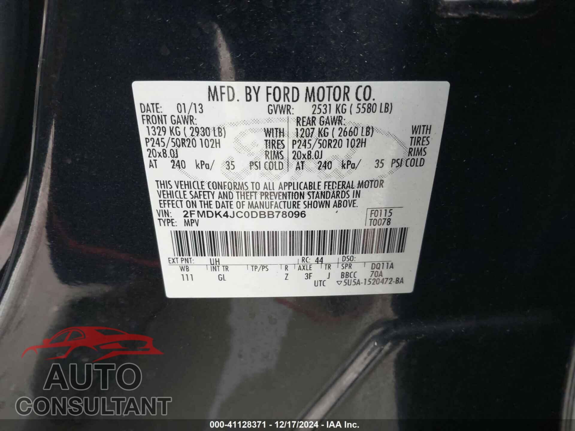 FORD EDGE 2013 - 2FMDK4JC0DBB78096