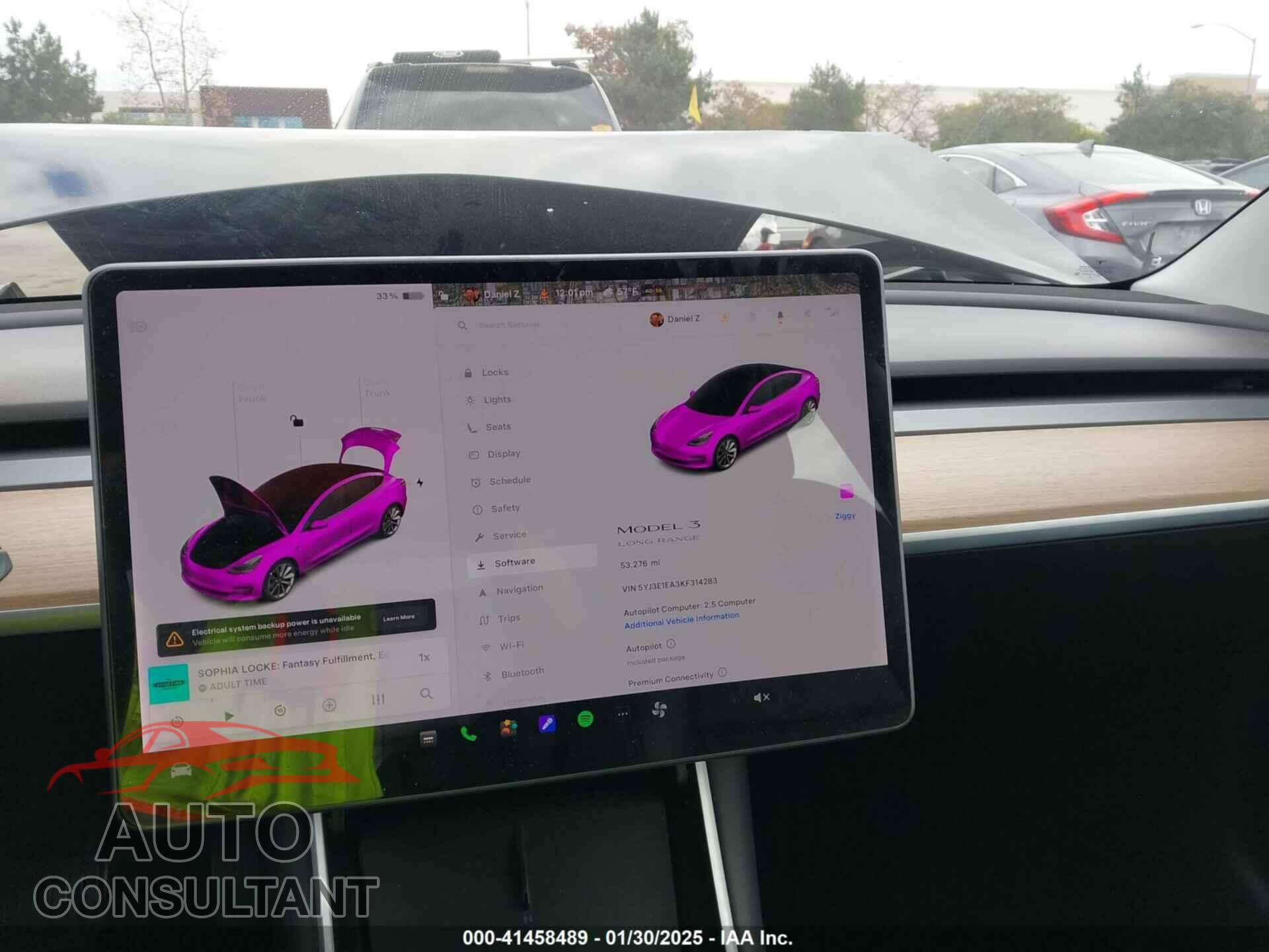 TESLA MODEL 3 2019 - 5YJ3E1EA3KF314283