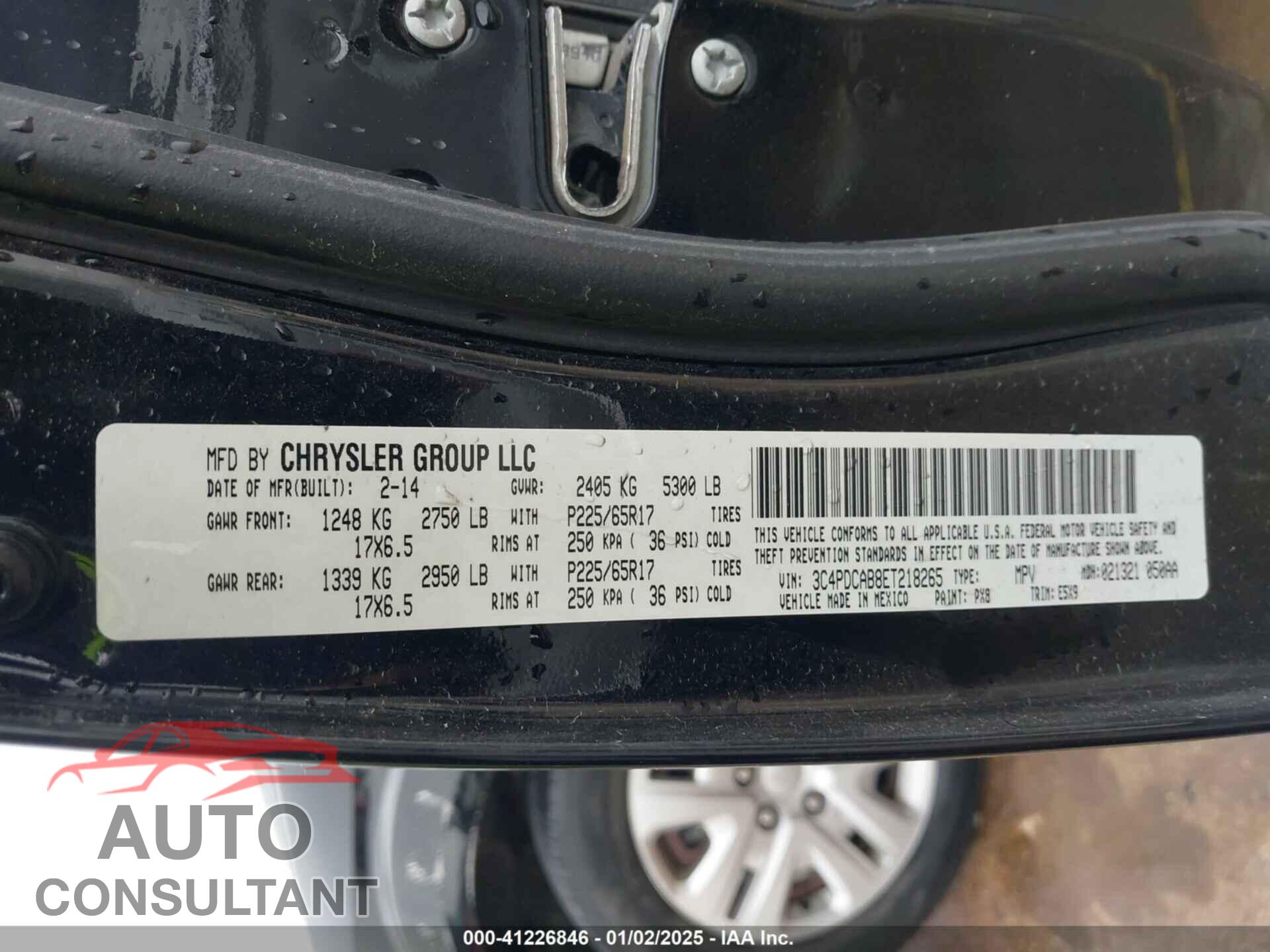DODGE JOURNEY 2014 - 3C4PDCAB8ET218265