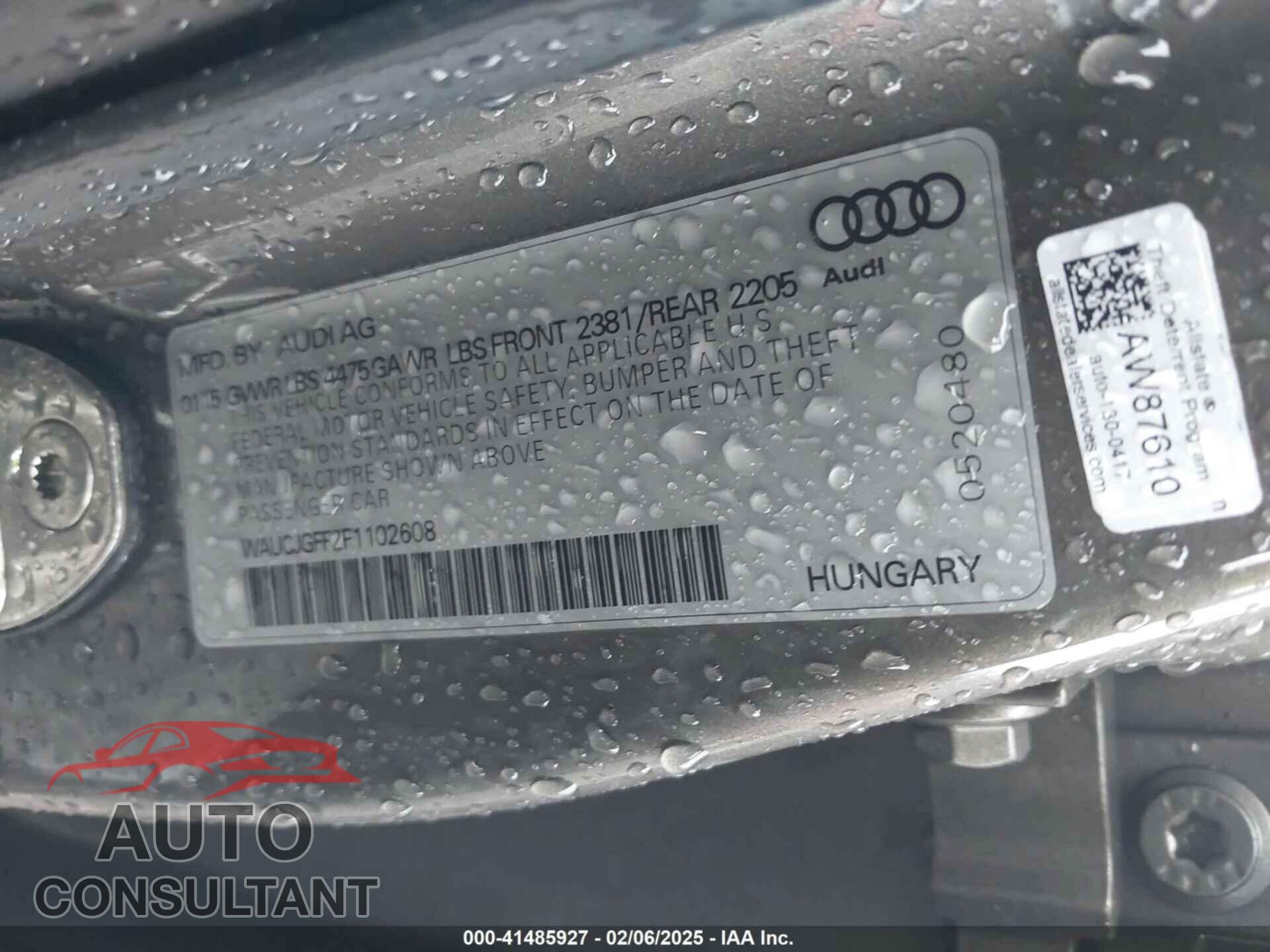 AUDI A3 2015 - WAUCJGFF2F1102608