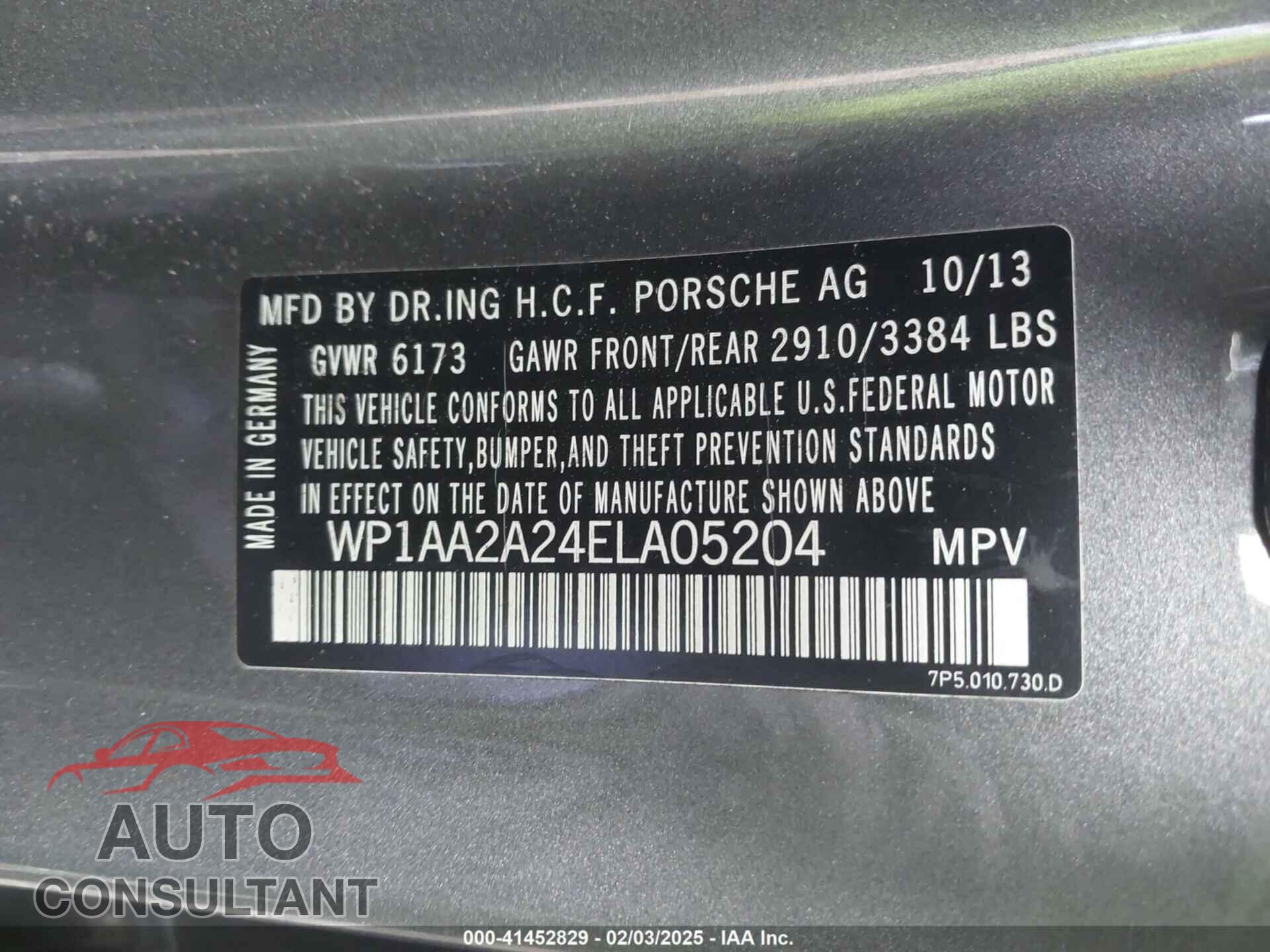 PORSCHE CAYENNE 2014 - WP1AA2A24ELA05204