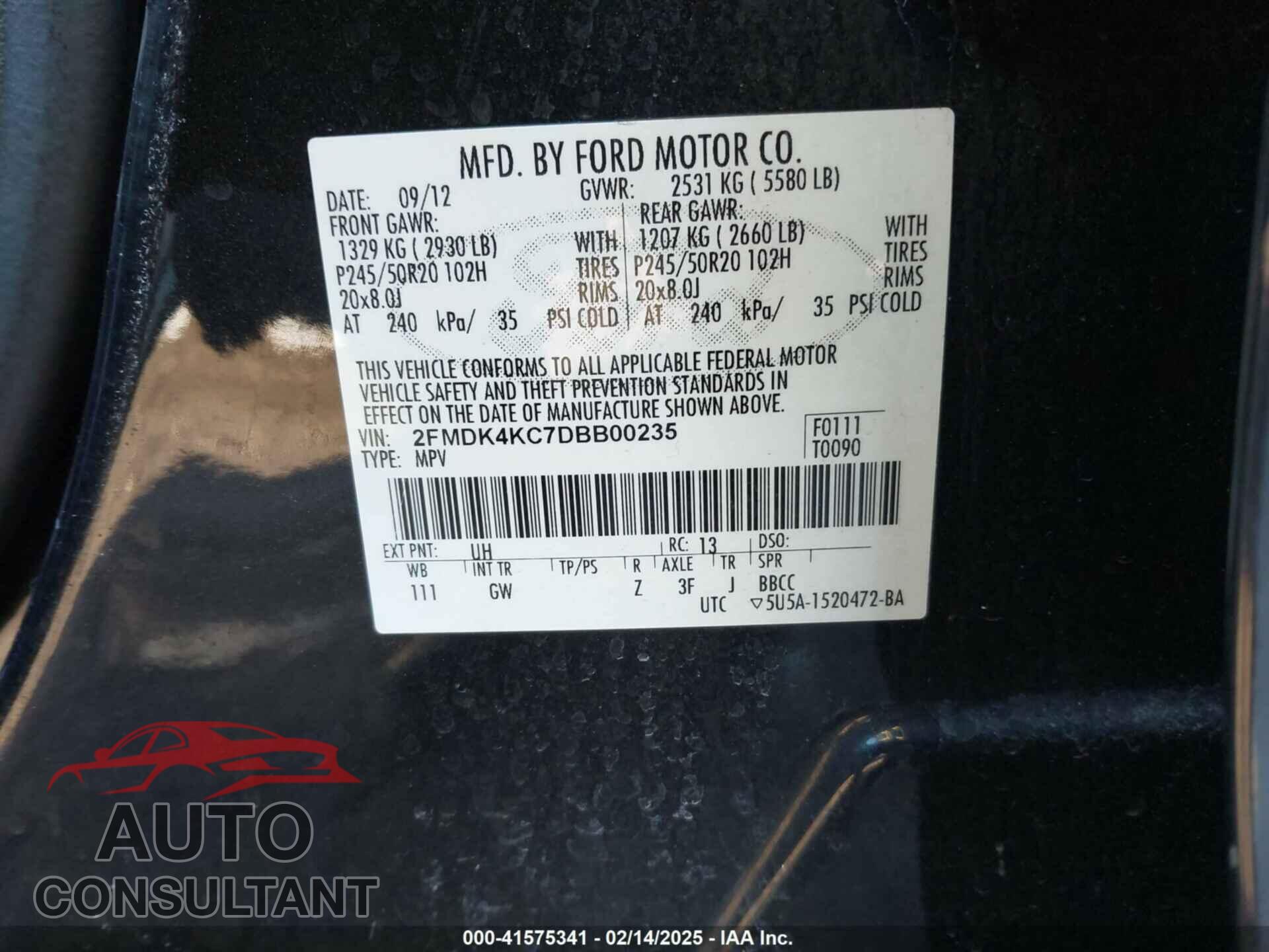 FORD EDGE 2013 - 2FMDK4KC7DBB00235
