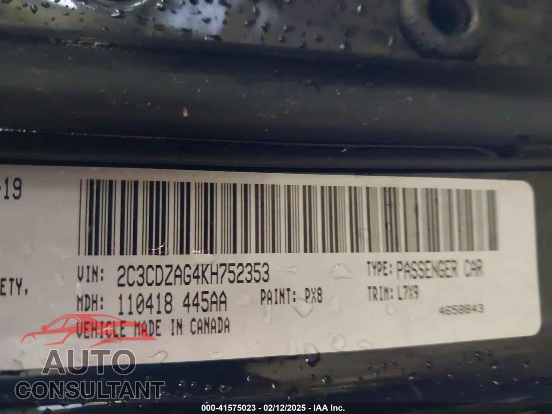 DODGE CHALLENGER 2019 - 2C3CDZAG4KH752353