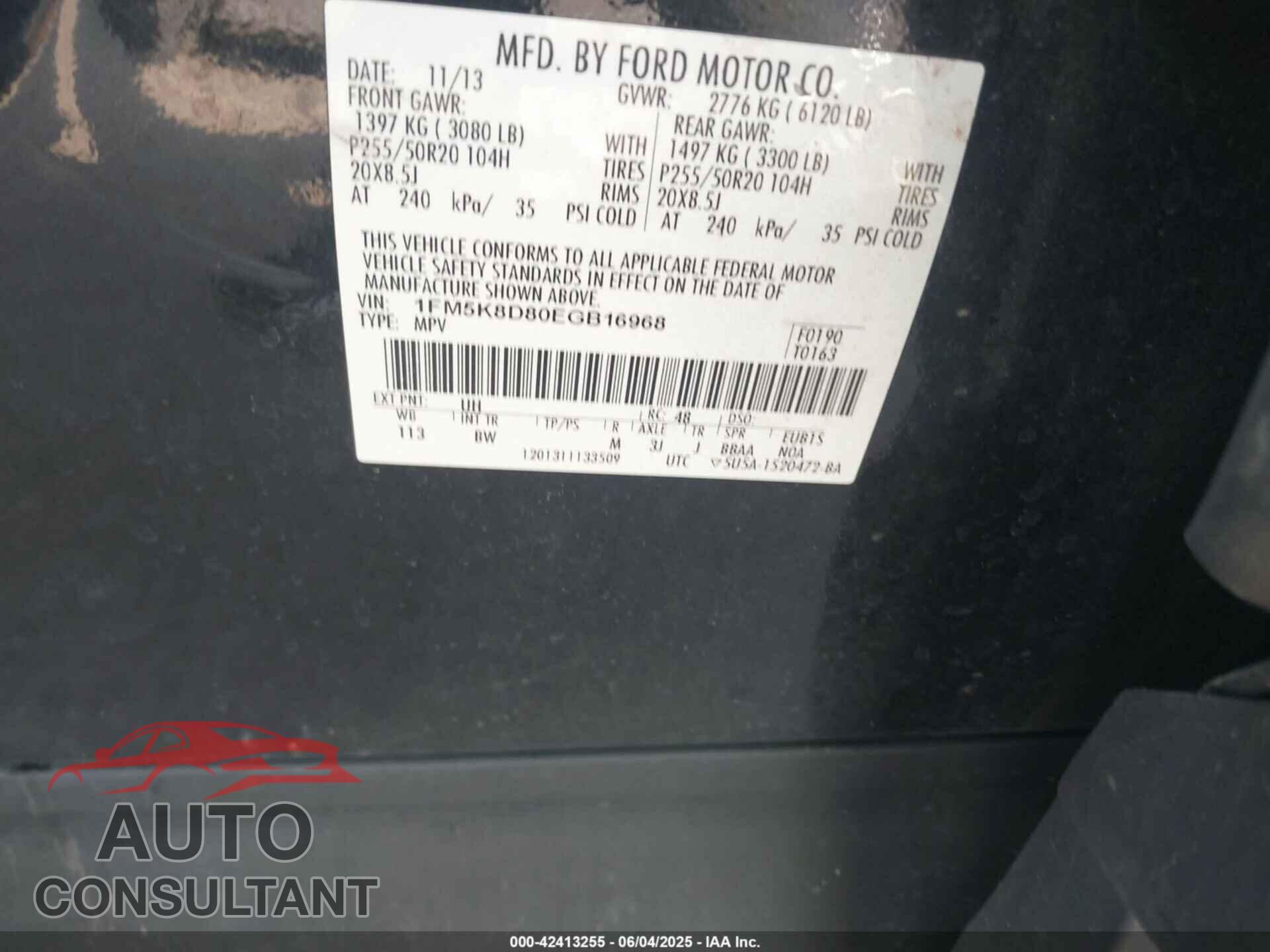 FORD EXPLORER 2014 - 1FM5K8D80EGB16968