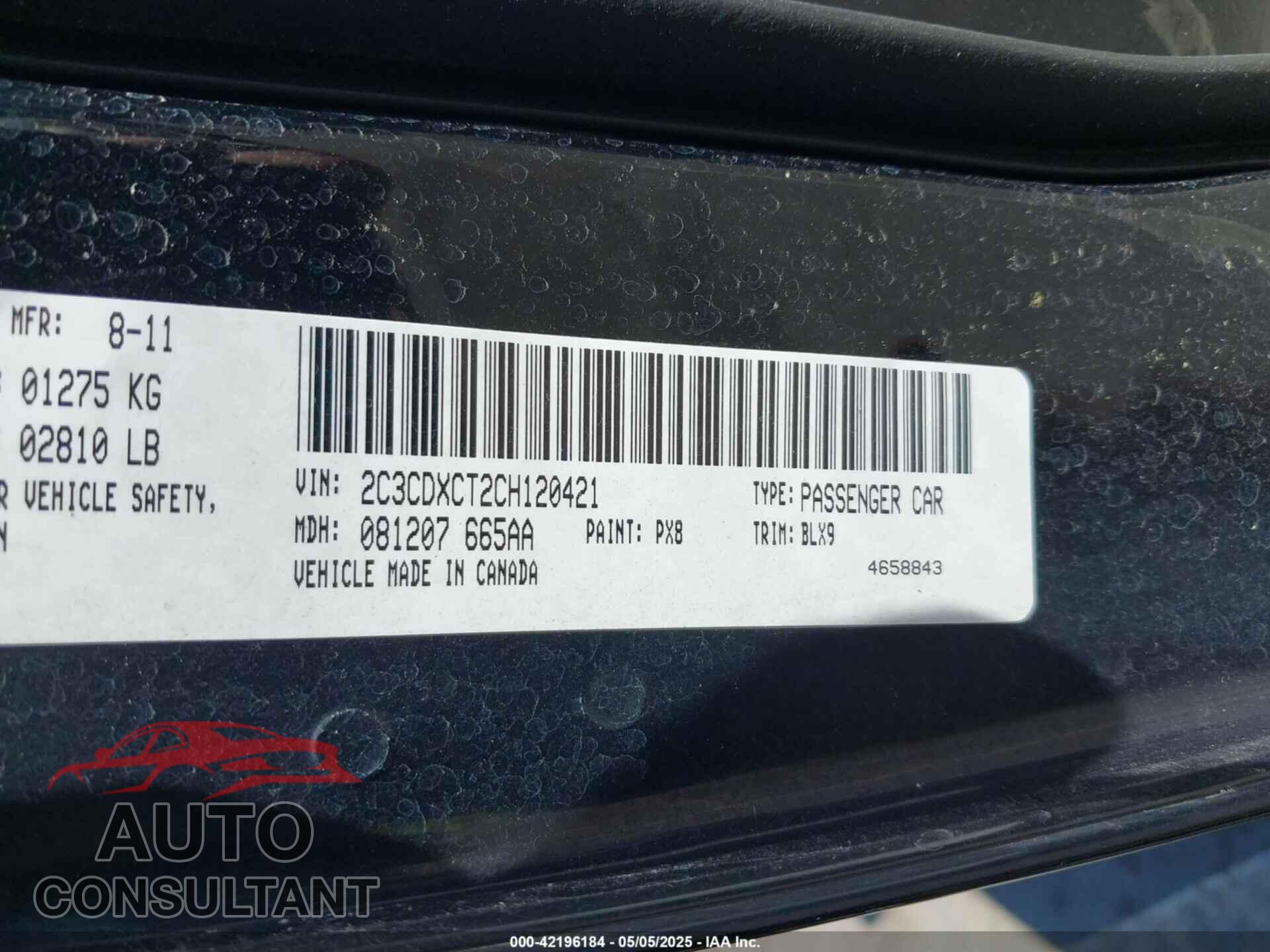 DODGE CHARGER 2012 - 2C3CDXCT2CH120421