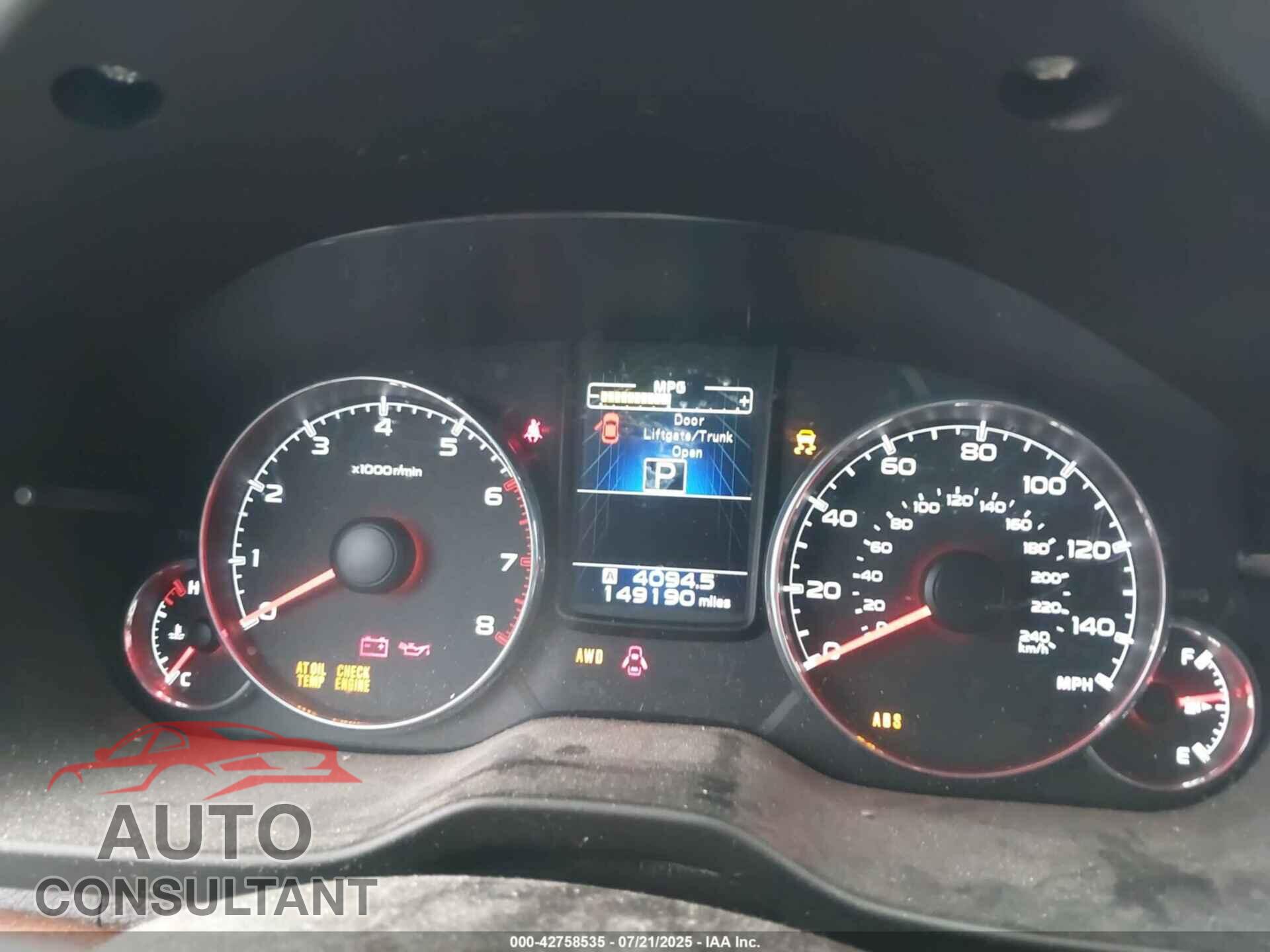 SUBARU OUTBACK 2013 - 4S4BRBLC3D3318940
