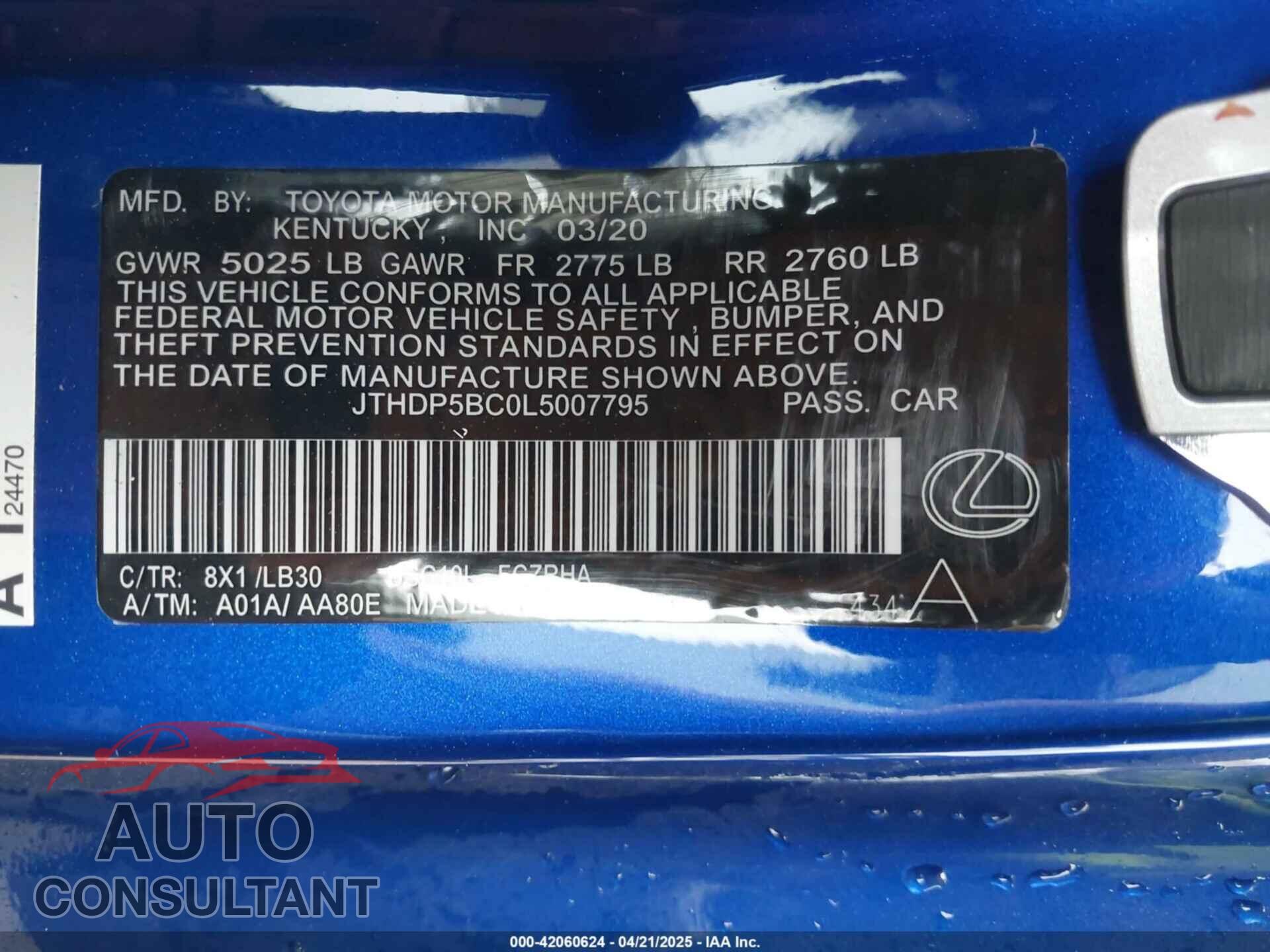 LEXUS RC F 2015 - JTHHP5BC4F5003383