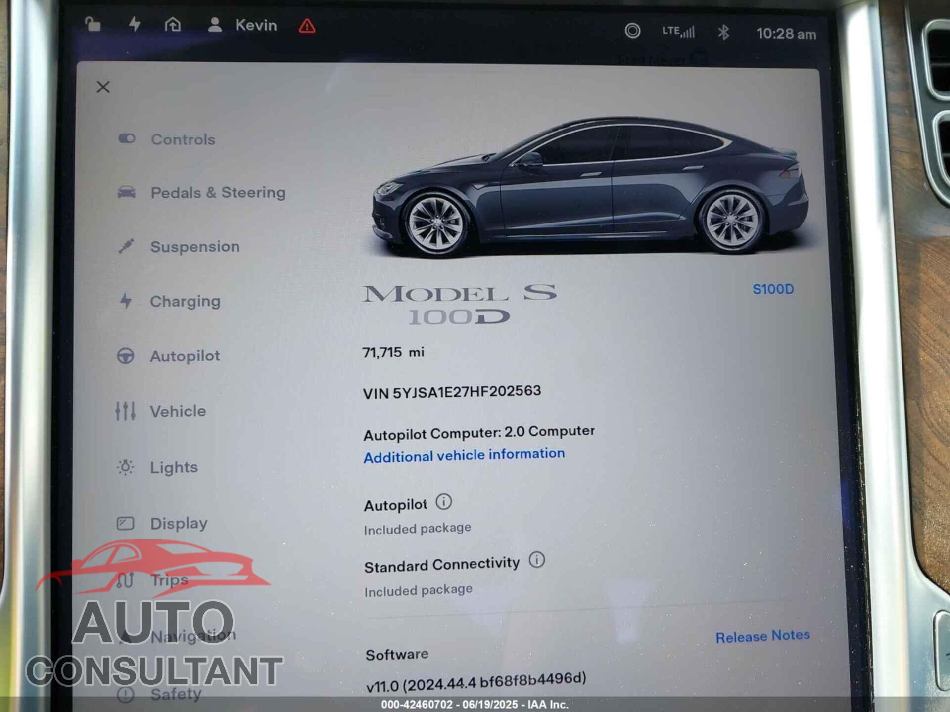 TESLA MODEL S 2017 - 5YJSA1E27HF202563
