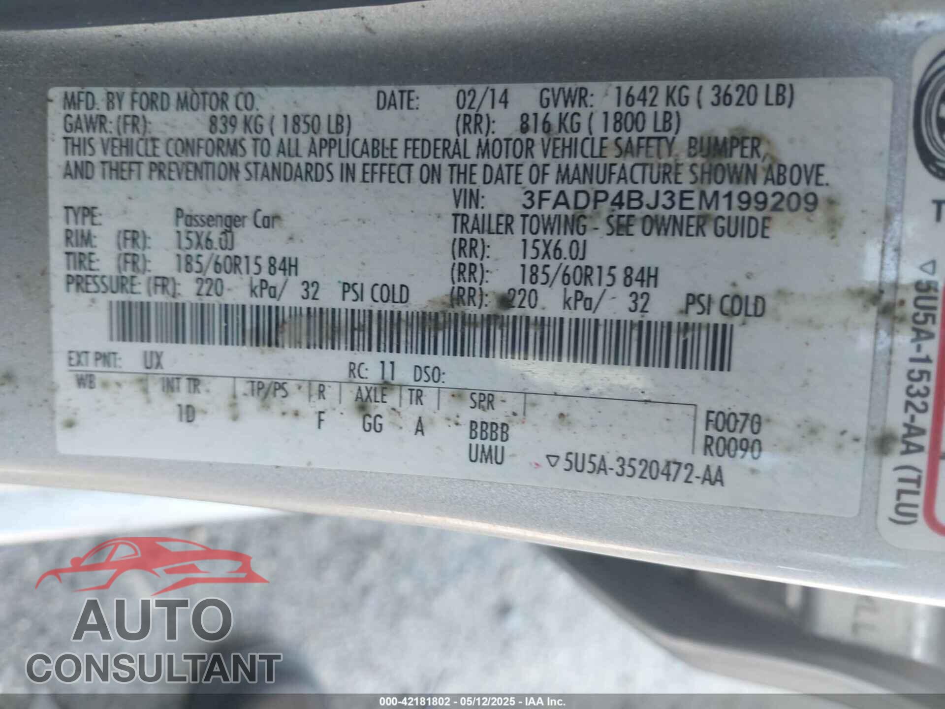 FORD FIESTA 2014 - 3FADP4BJ3EM199209