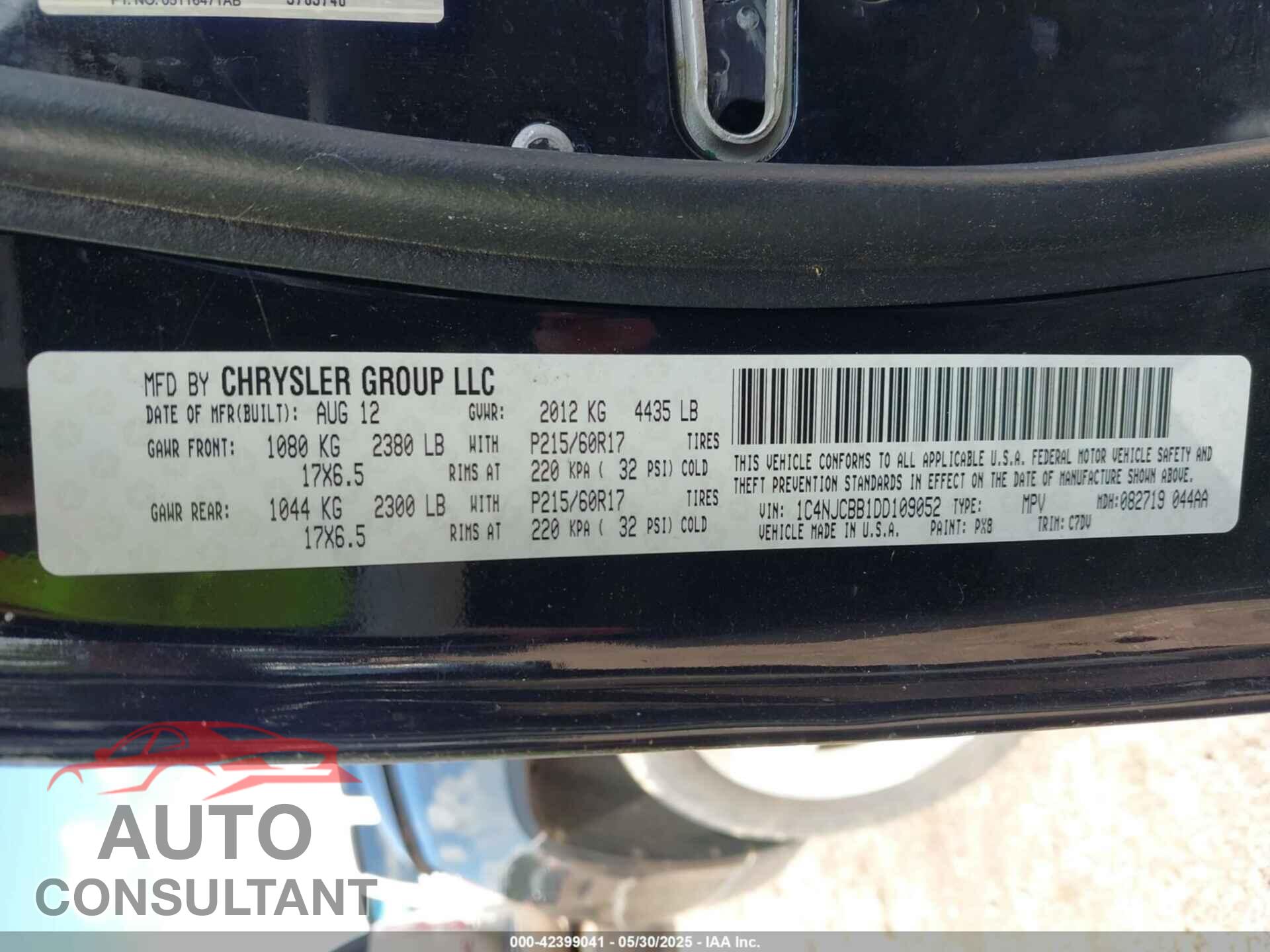JEEP COMPASS 2013 - 1C4NJCBB1DD109052