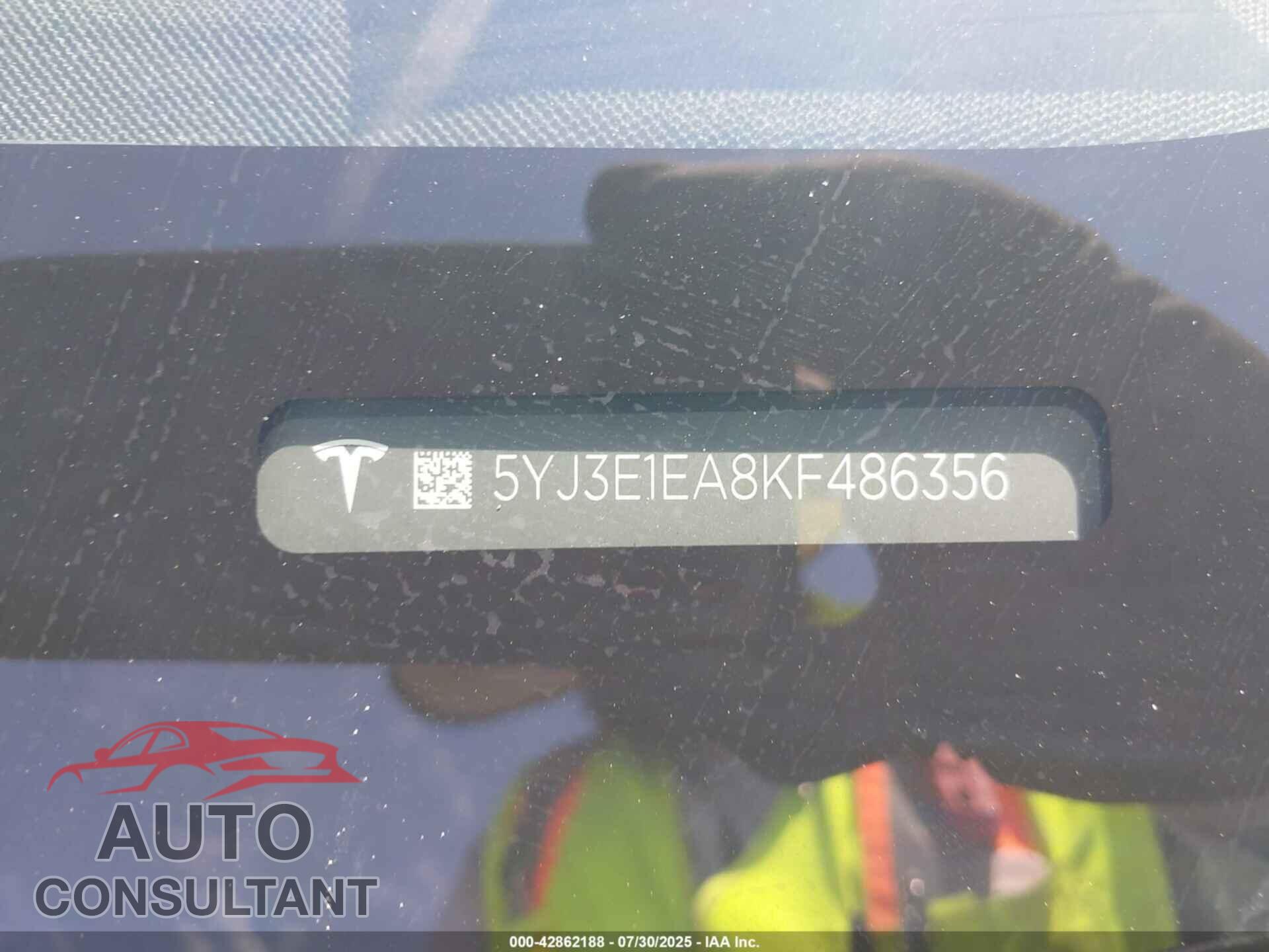 TESLA MODEL 3 2019 - 5YJ3E1EA8KF486356
