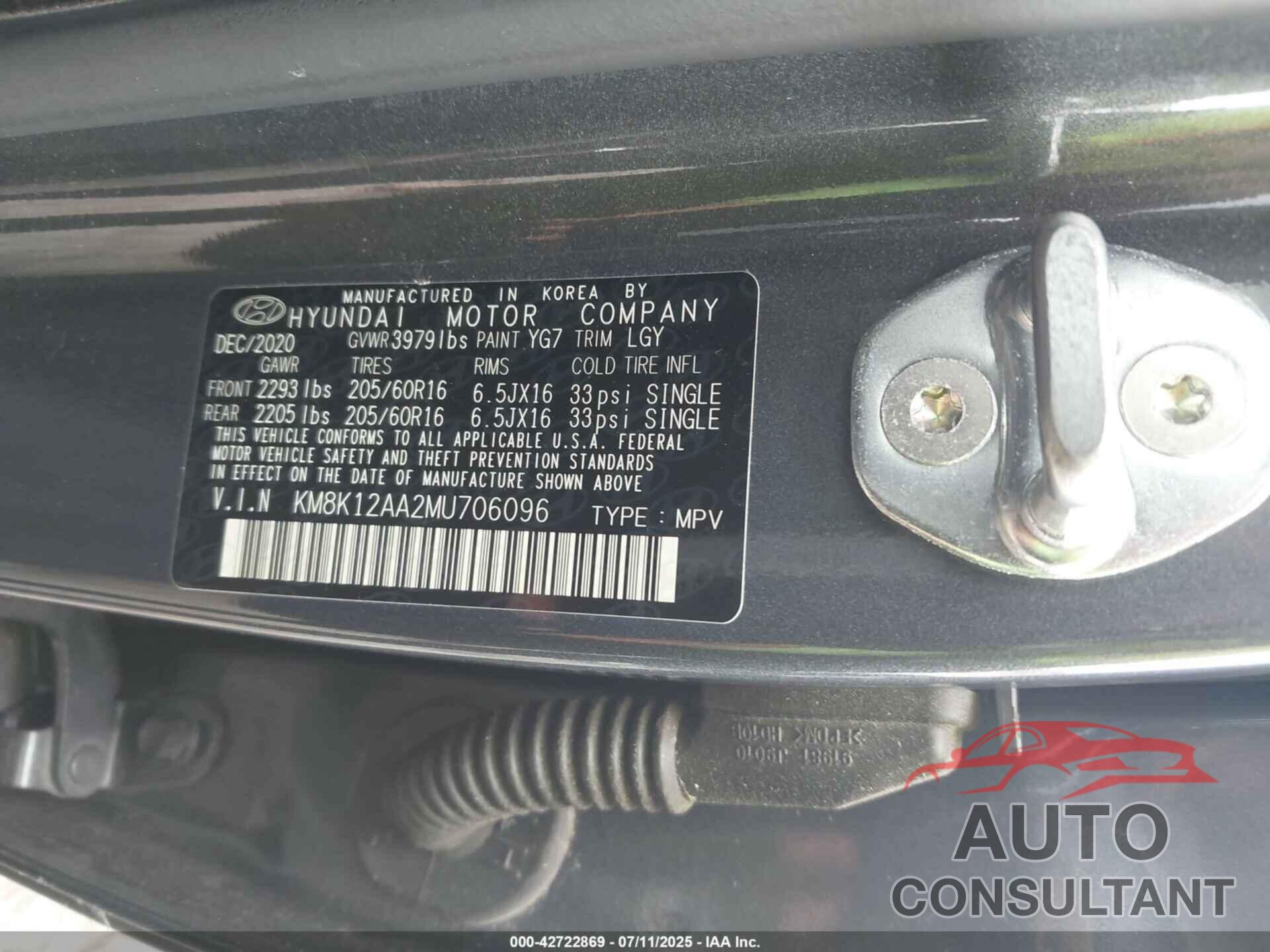 HYUNDAI KONA 2021 - KM8K12AA2MU706096