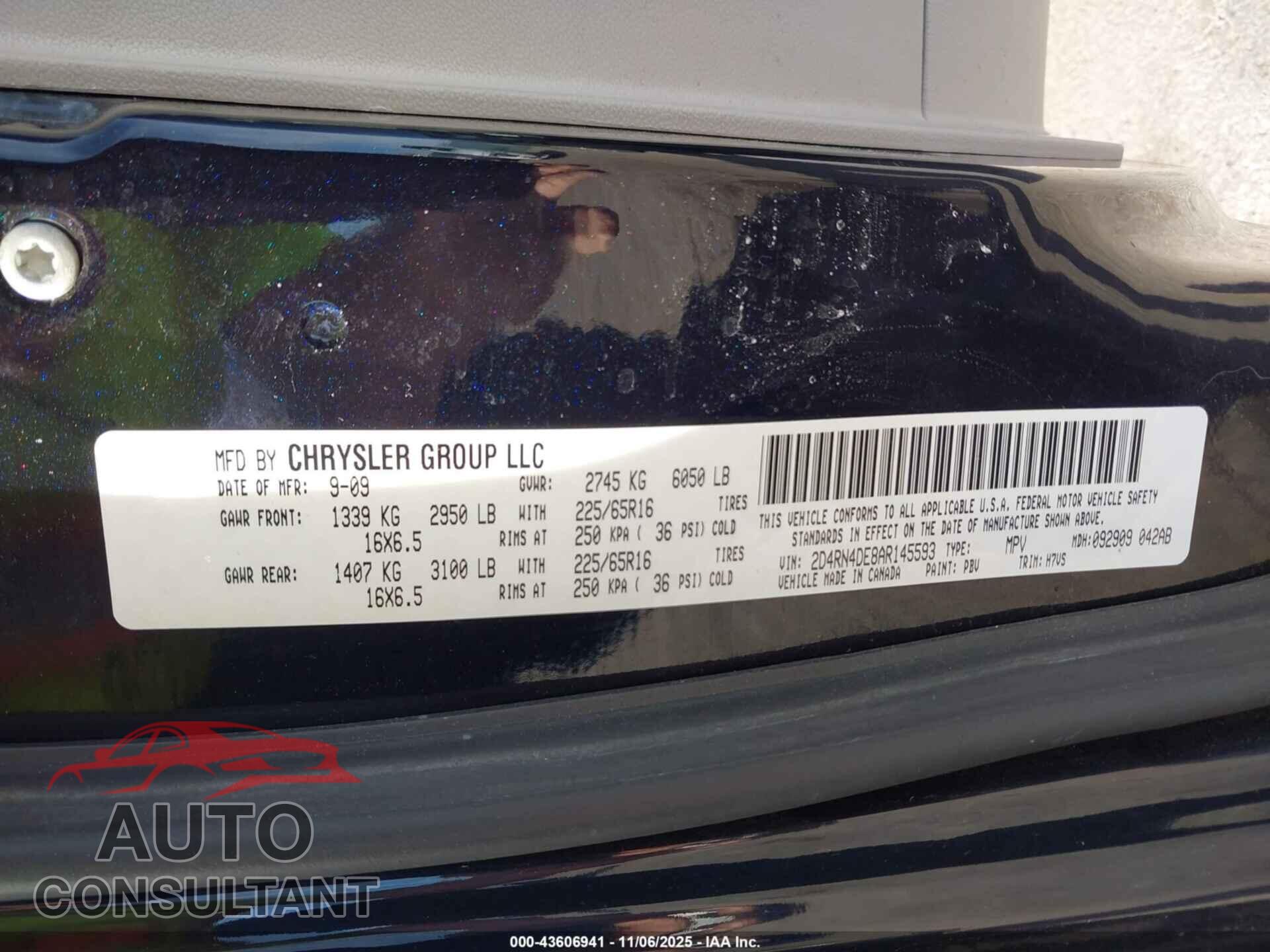 DODGE GRAND CARAVAN 2010 - 2D4RN4DE8AR145593