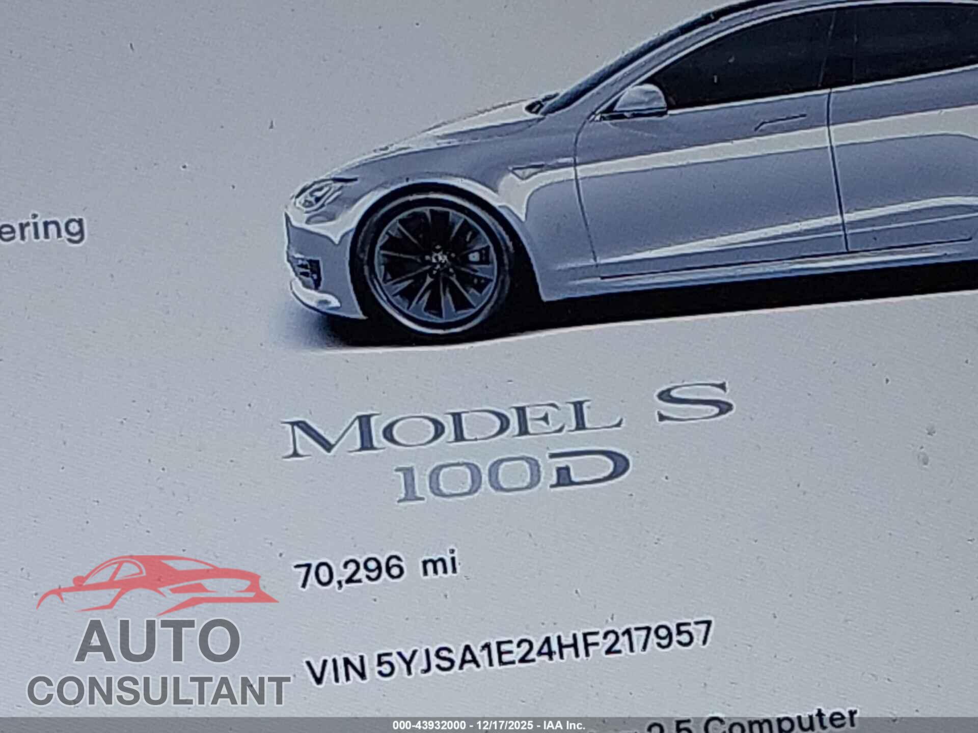 TESLA MODEL S 2017 - 5YJSA1E24HF217957