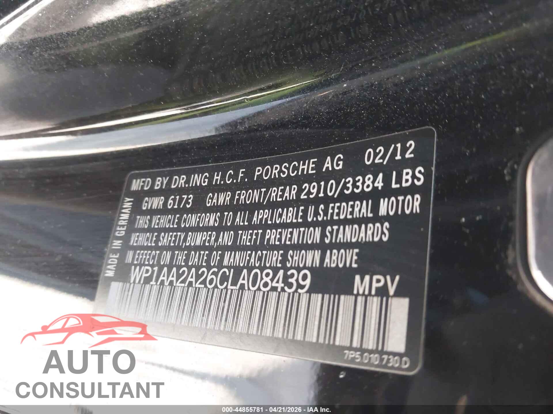 PORSCHE CAYENNE 2012 - WP1AA2A26CLA08439