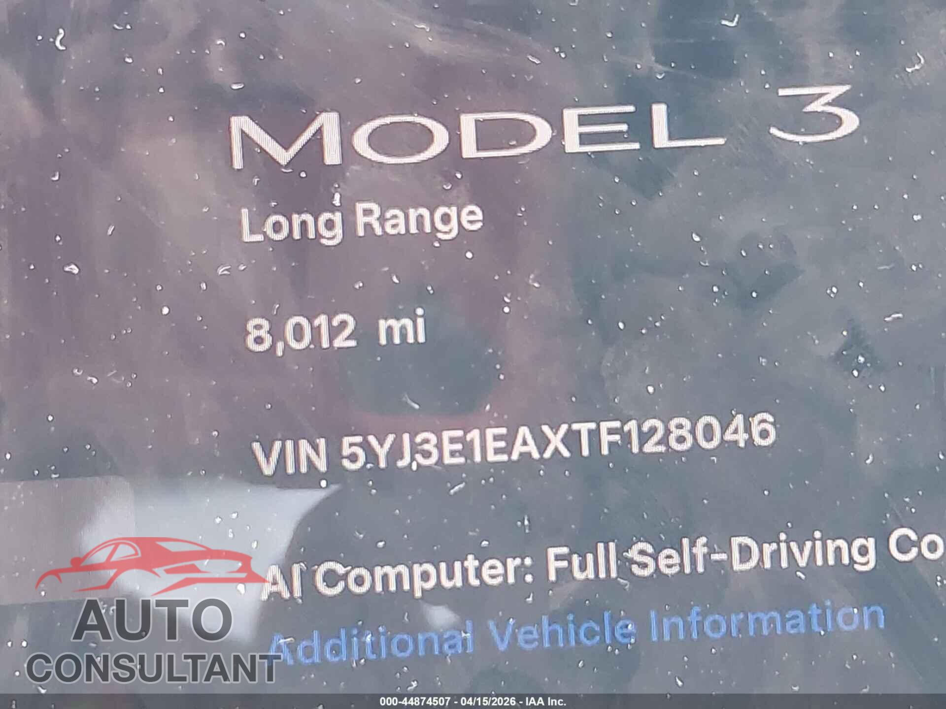 TESLA MODEL 3 2026 - 5YJ3E1EAXTF128046