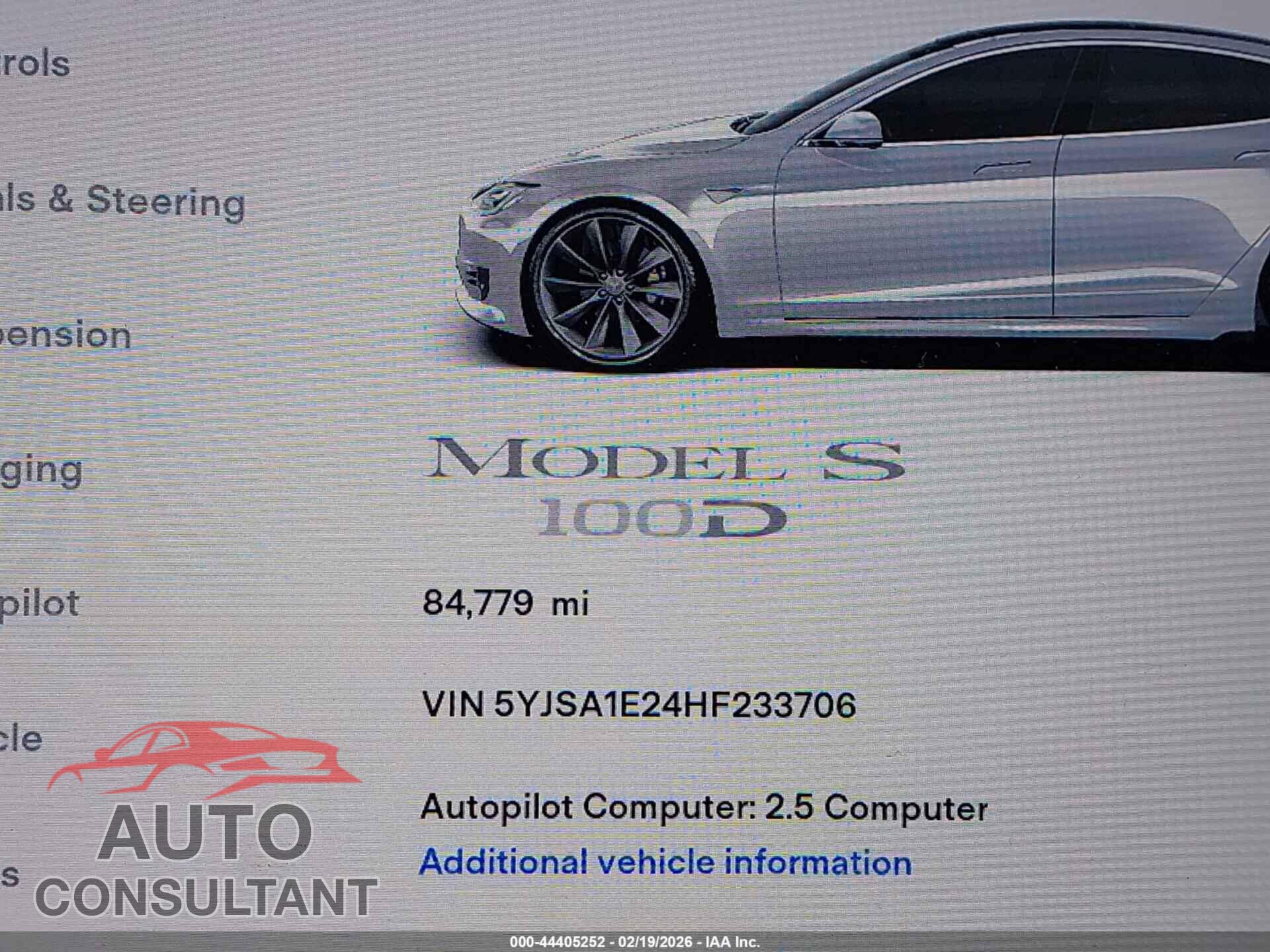 TESLA MODEL S 2017 - 5YJSA1E24HF233706
