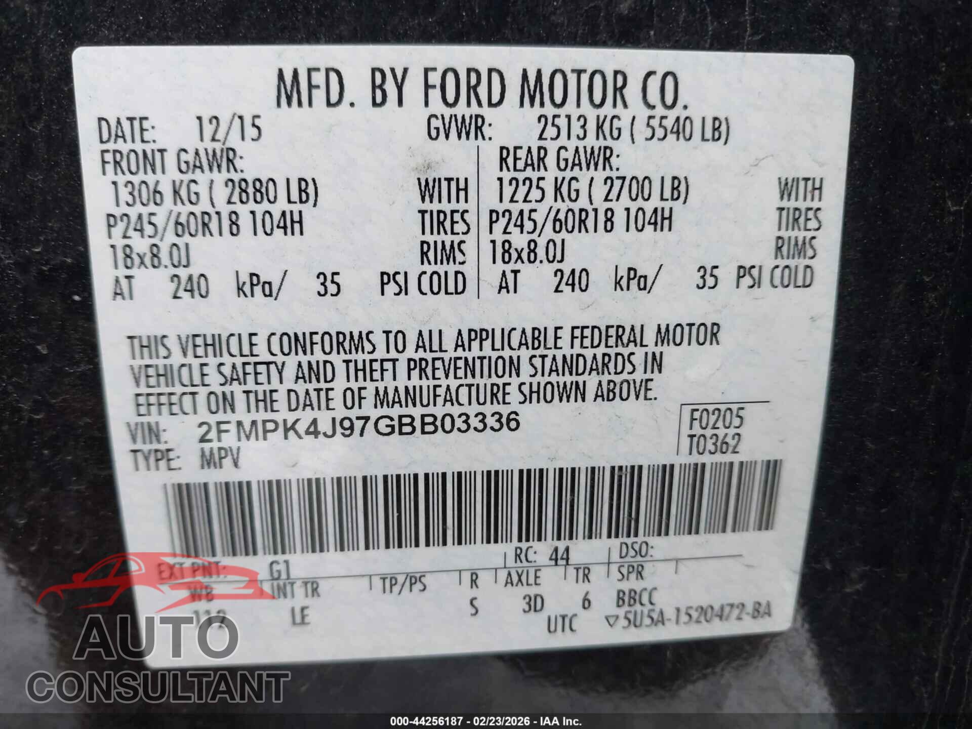 FORD EDGE 2016 - 2FMPK4J97GBB03336