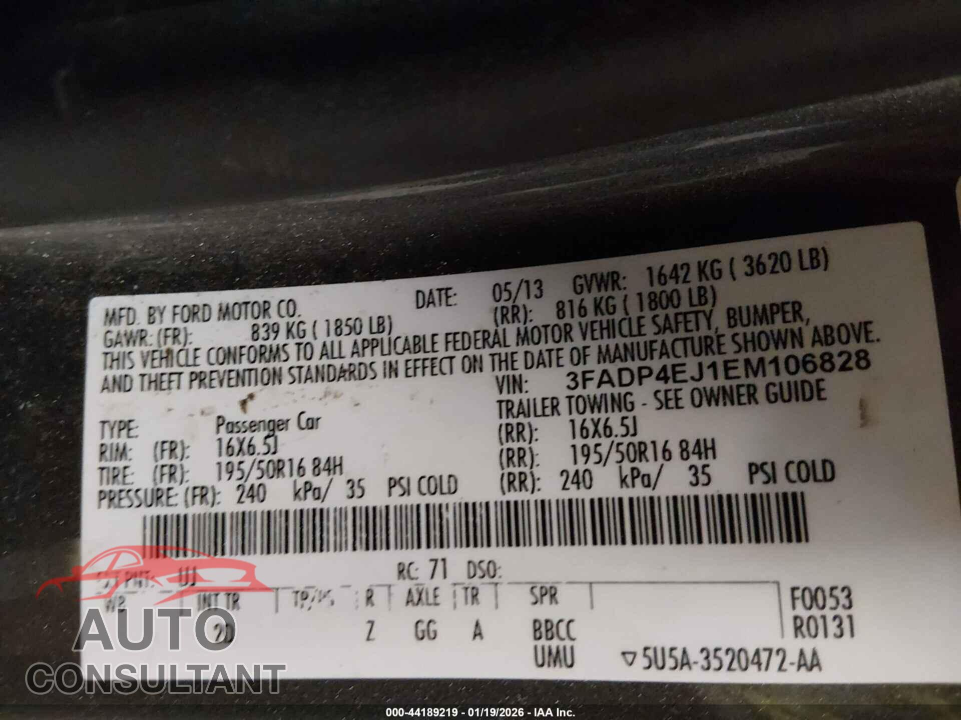 FORD FIESTA 2014 - 3FADP4EJ1EM106828