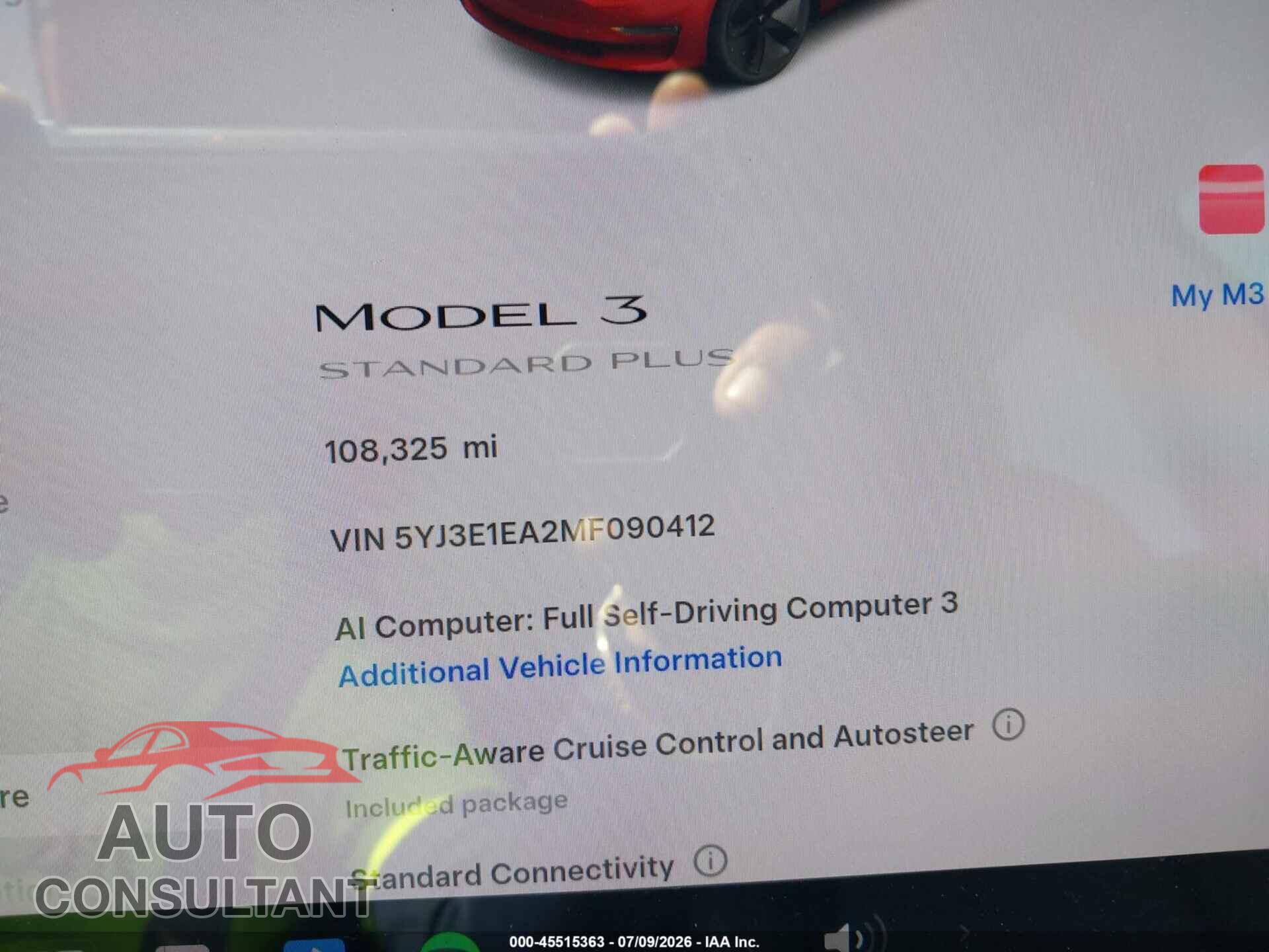 TESLA MODEL 3 2021 - 5YJ3E1EA2MF090412