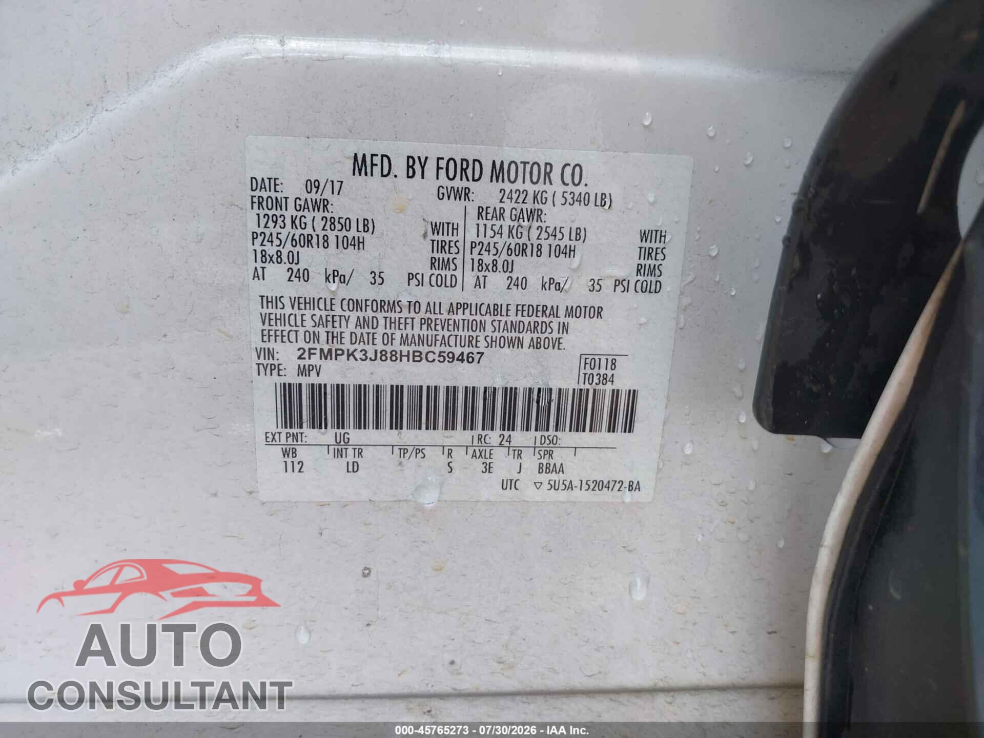 FORD EDGE 2017 - 2FMPK3J88HBC59467