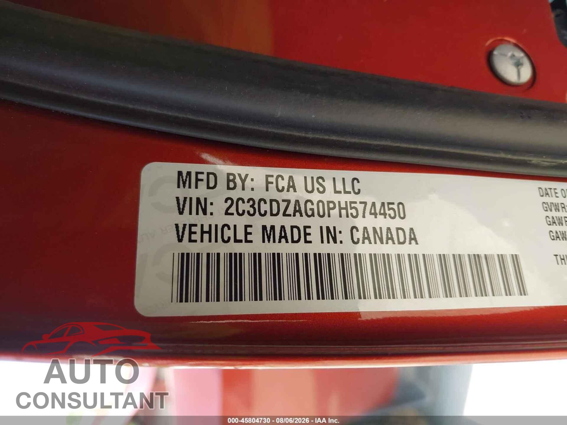 DODGE CHALLENGER 2023 - 2C3CDZAG0PH574450
