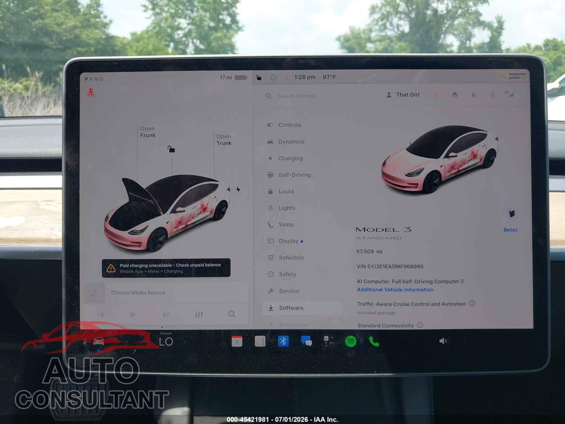 TESLA MODEL 3 2021 - 5YJ3E1EA5MF968995