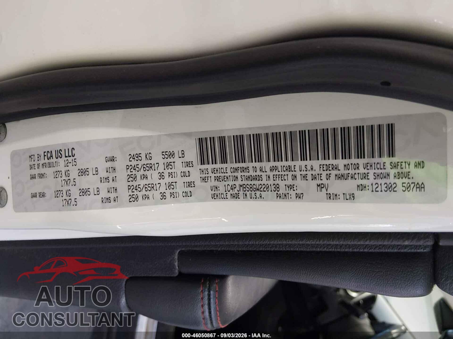 JEEP CHEROKEE 2016 - 1C4PJMBS8GW220138