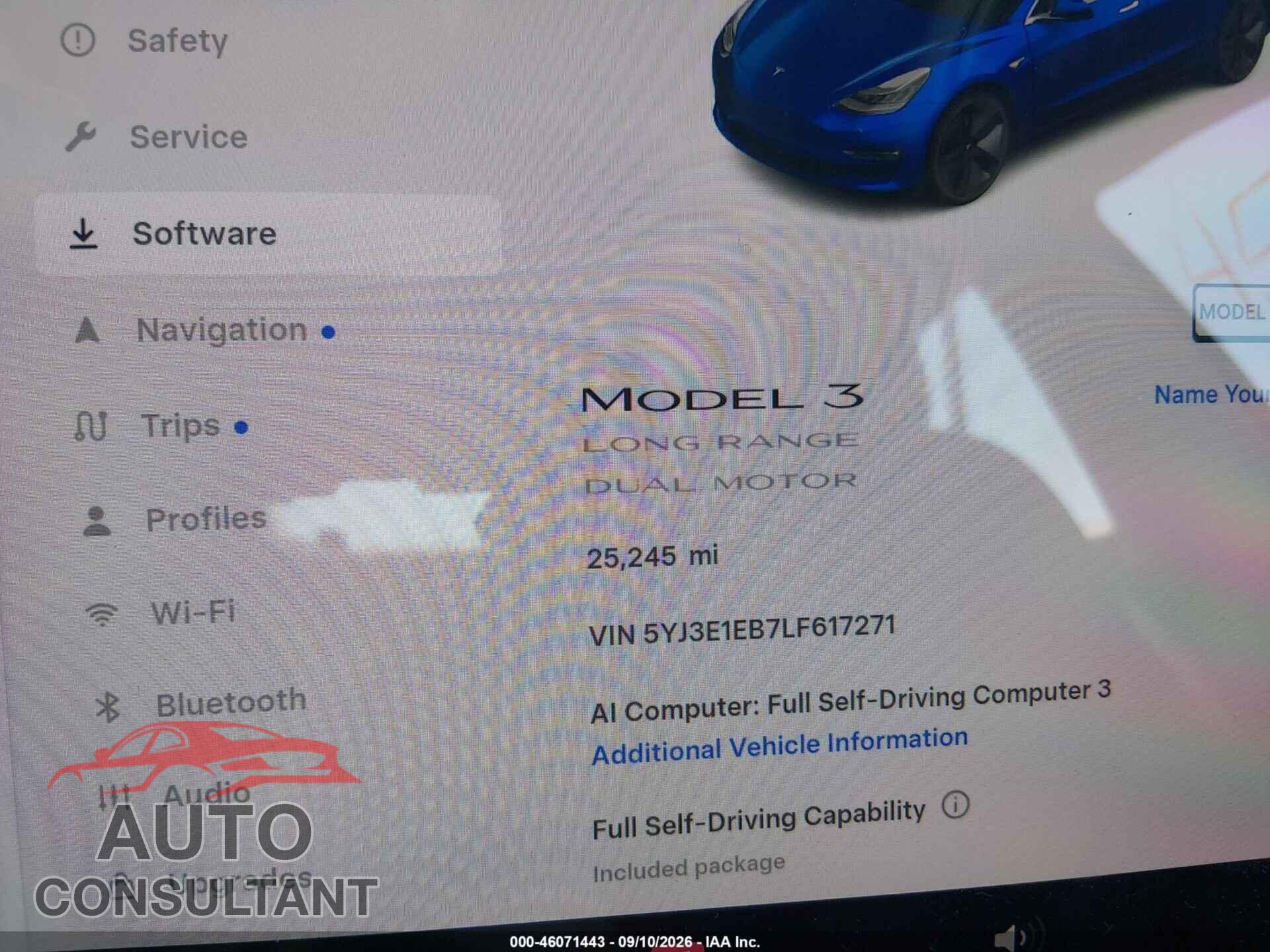 TESLA MODEL 3 2020 - 5YJ3E1EB7LF617271
