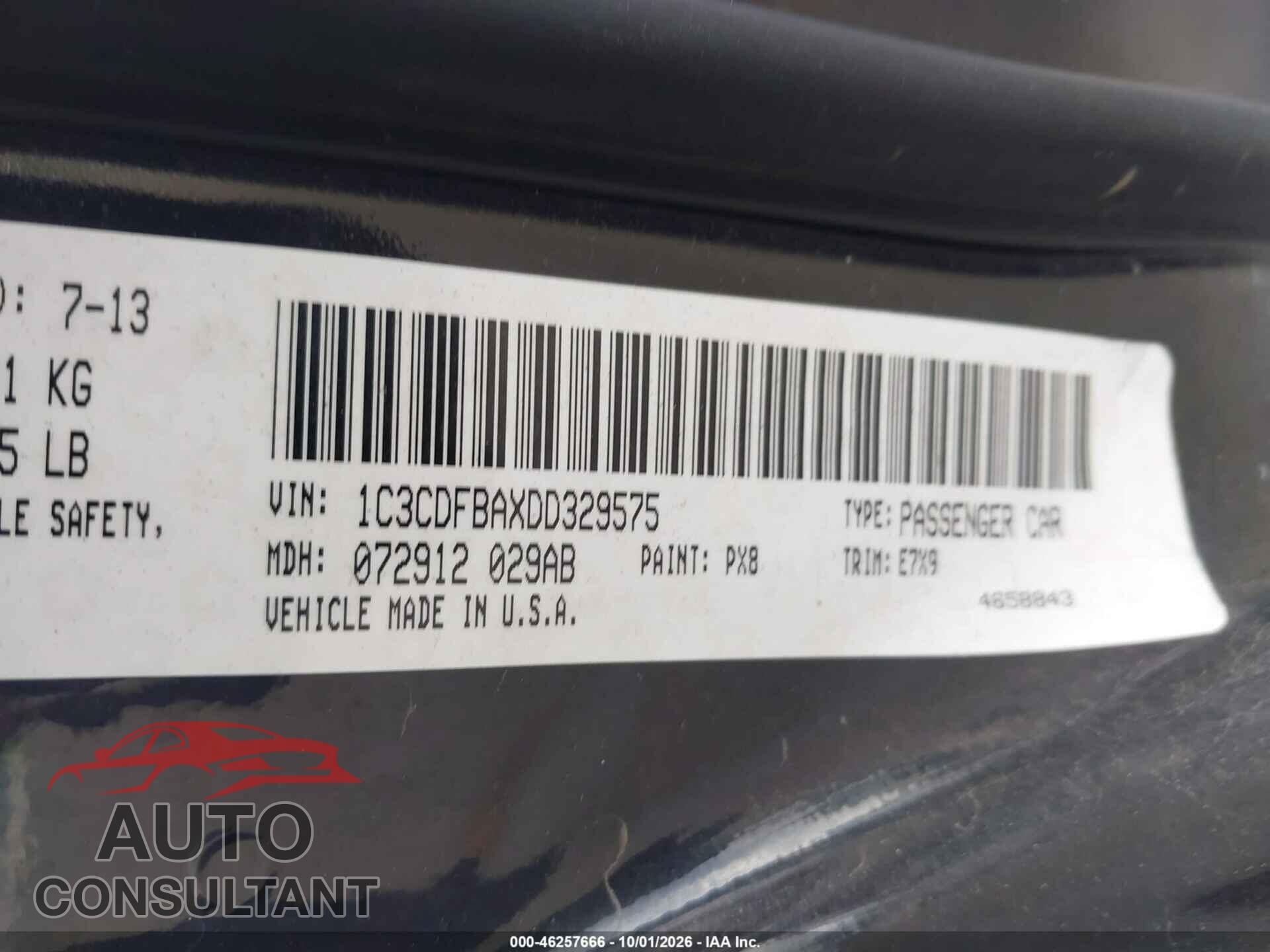 DODGE DART 2013 - 1C3CDFBAXDD329575