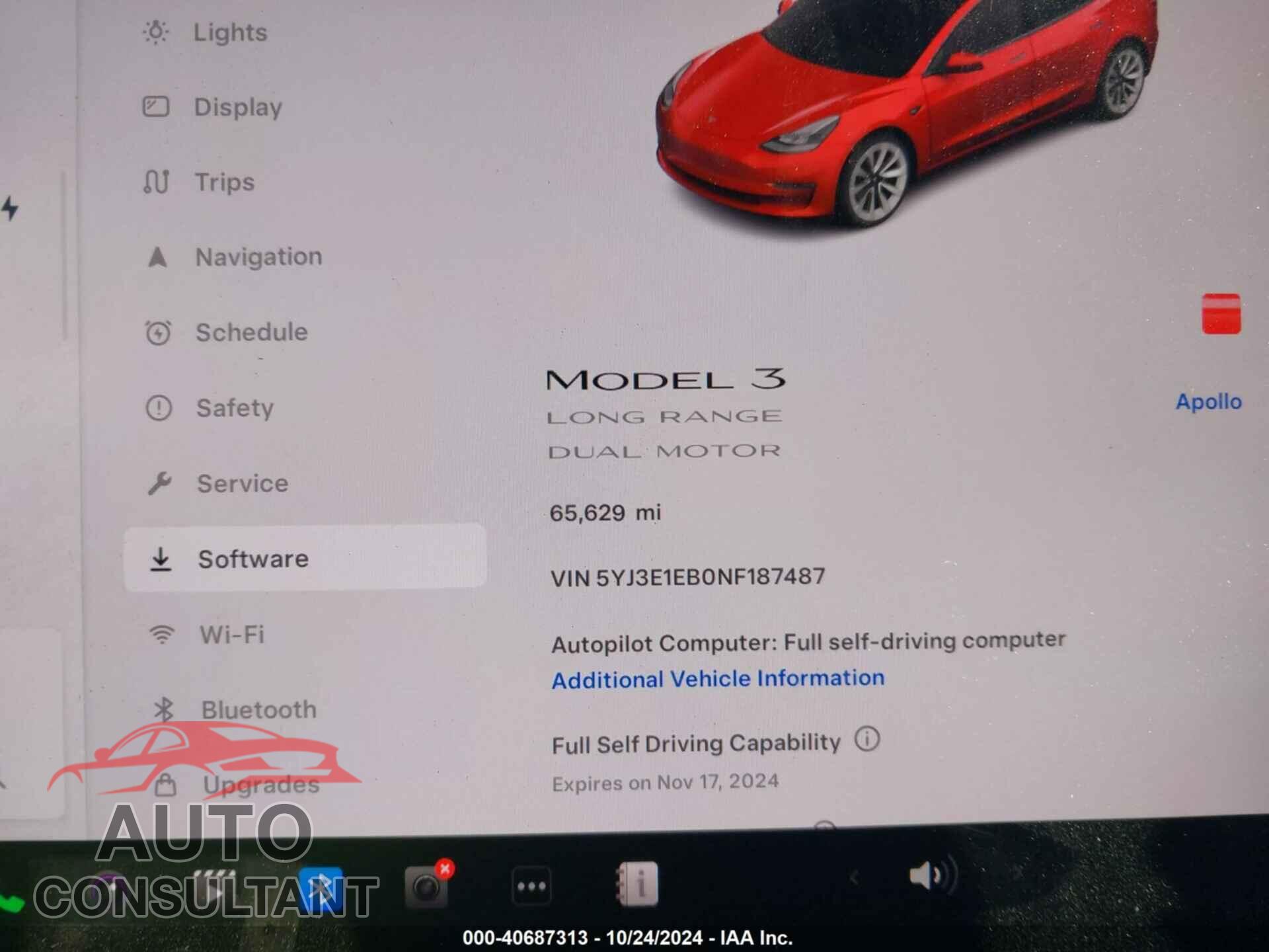 TESLA MODEL 3 2022 - 5YJ3E1EB0NF187487
