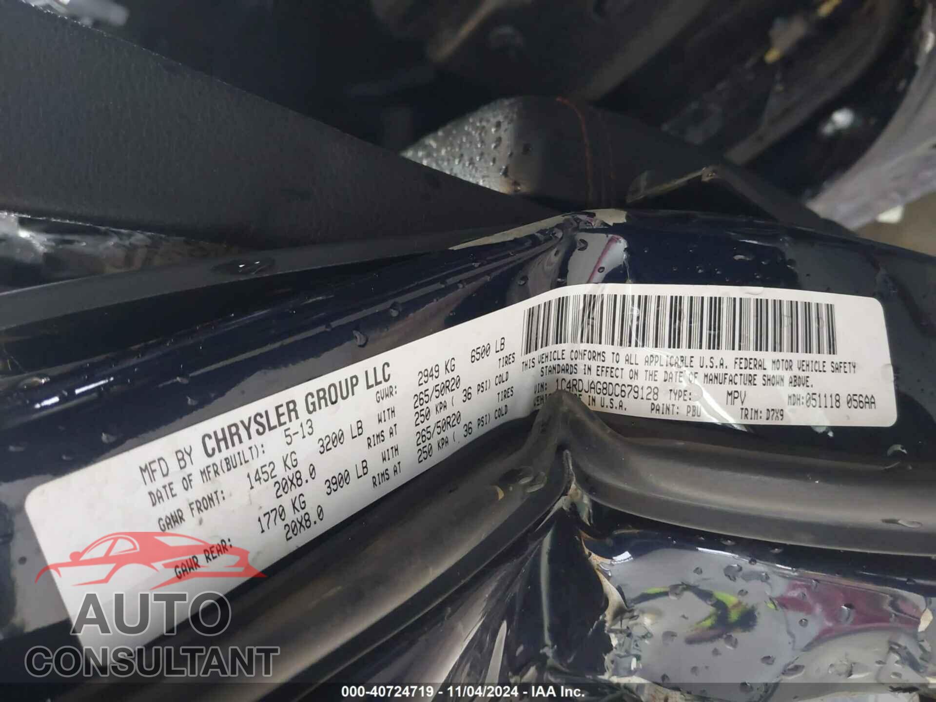 DODGE DURANGO 2013 - 1C4RDJAG8DC679128