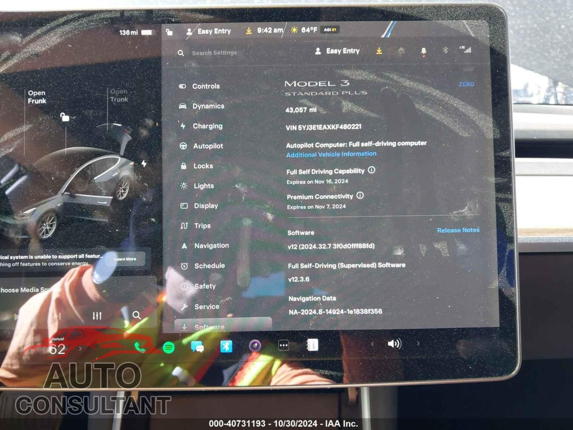 TESLA MODEL 3 2019 - 5YJ3E1EAXKF480221