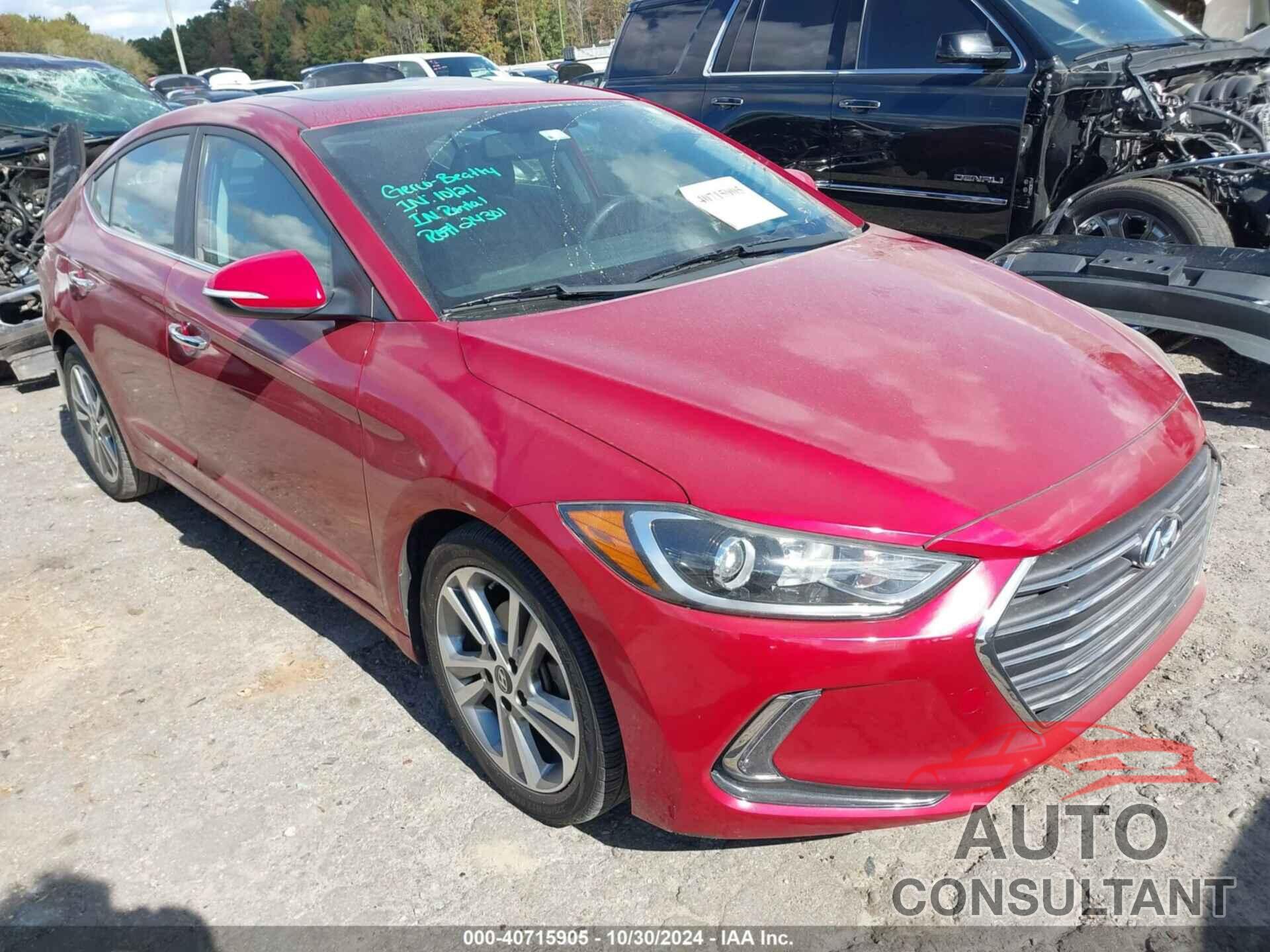 HYUNDAI ELANTRA 2017 - KMHD84LF5HU285327