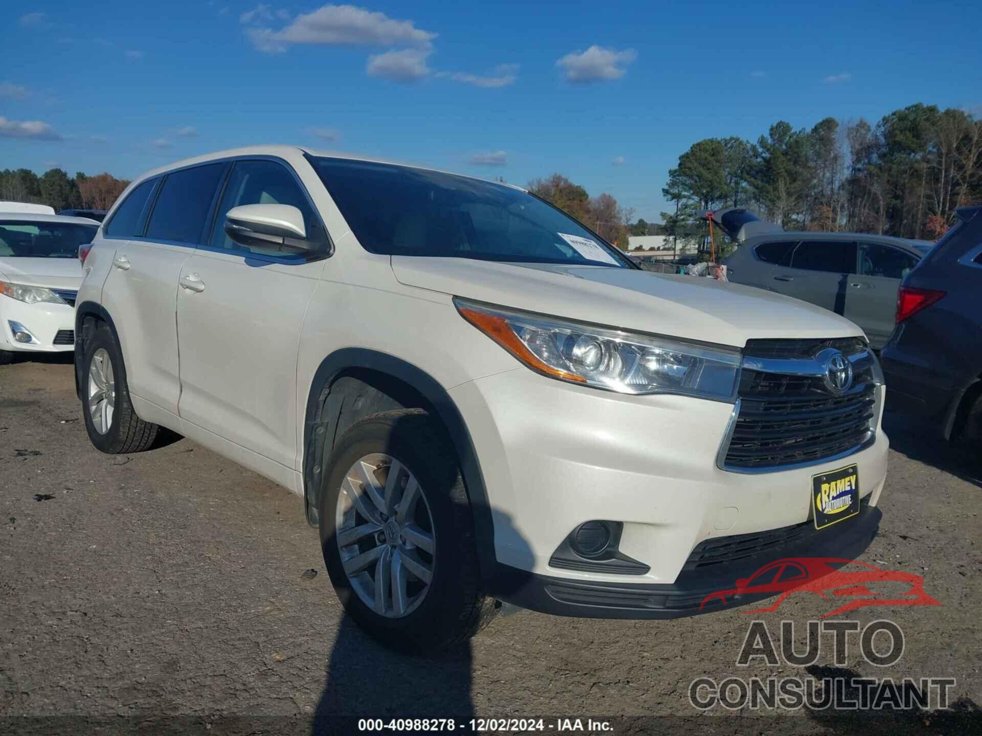 TOYOTA HIGHLANDER 2015 - 5TDBKRFH0FS127681
