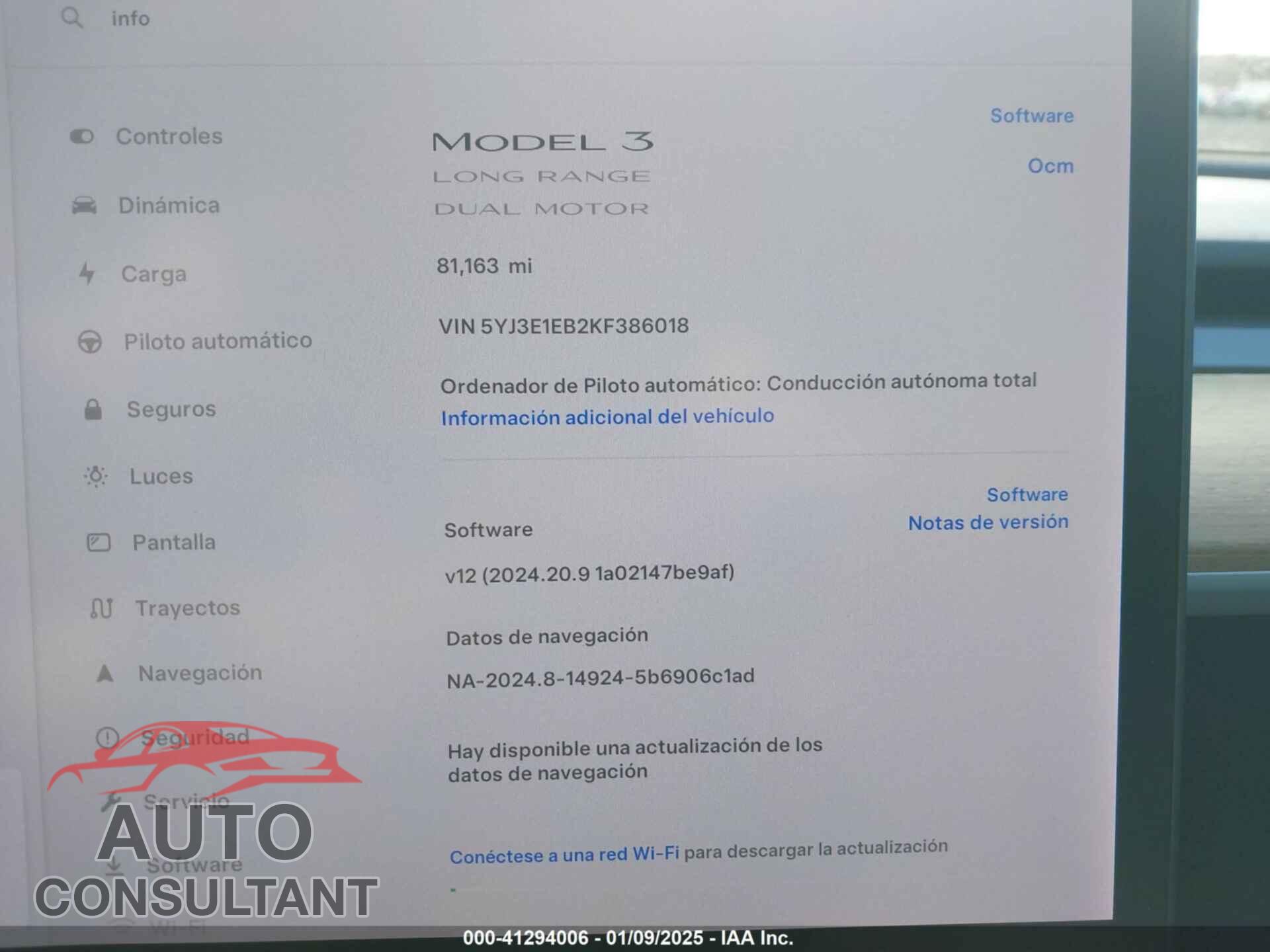 TESLA MODEL 3 2019 - 5YJ3E1EB2KF386018