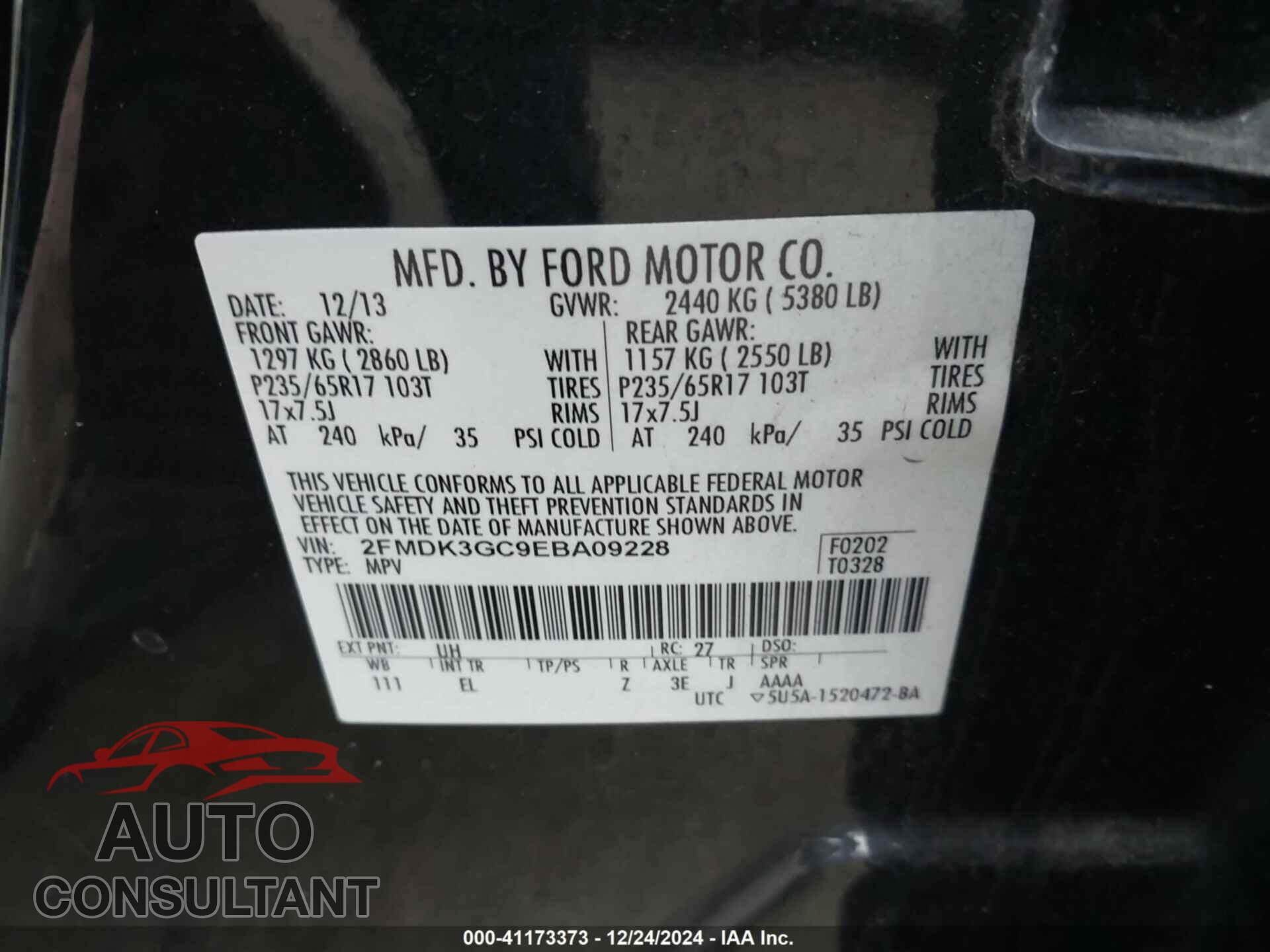 FORD EDGE 2014 - 2FMDK3GC9EBA09228