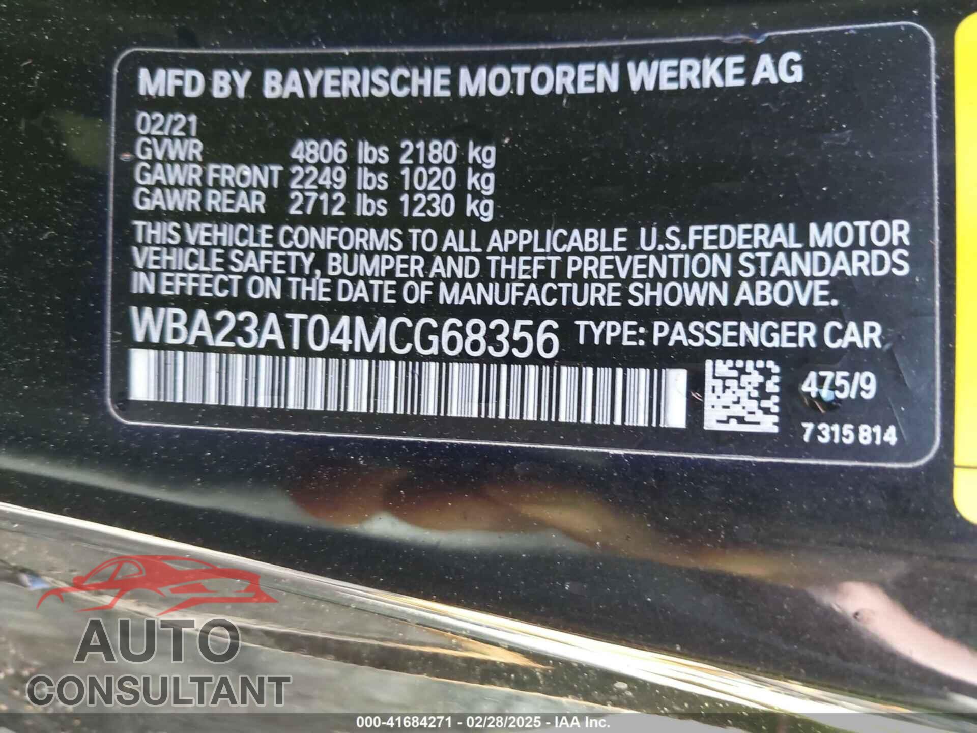BMW 430I 2021 - WBA23AT04MCG68356