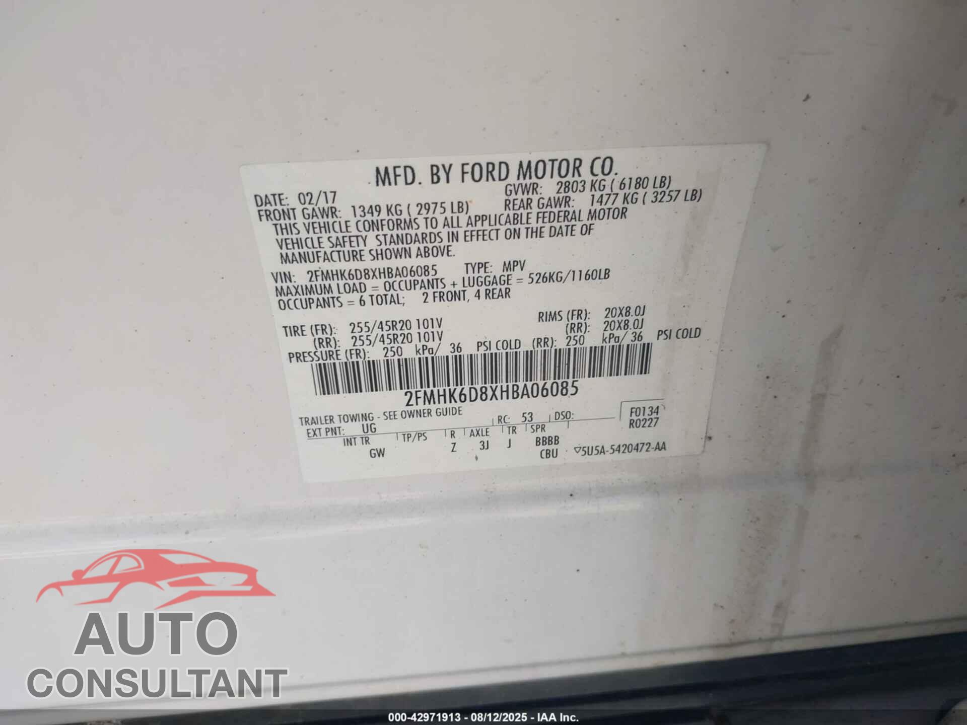 FORD FLEX 2017 - 2FMHK6D8XHBA06085