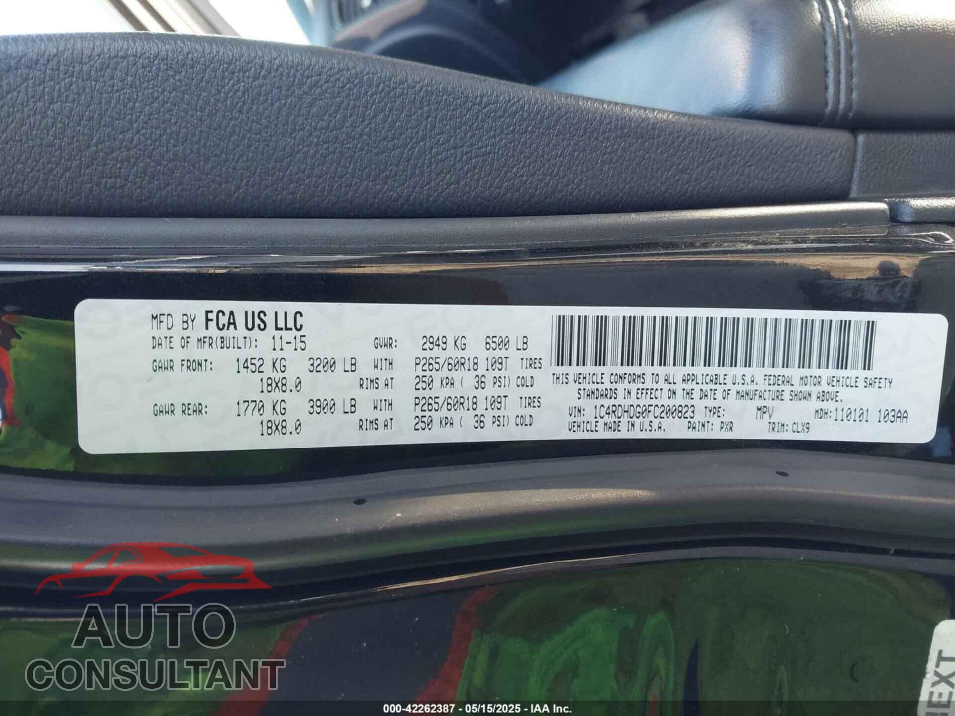 DODGE DURANGO 2015 - 1C4RDHDG0FC200823
