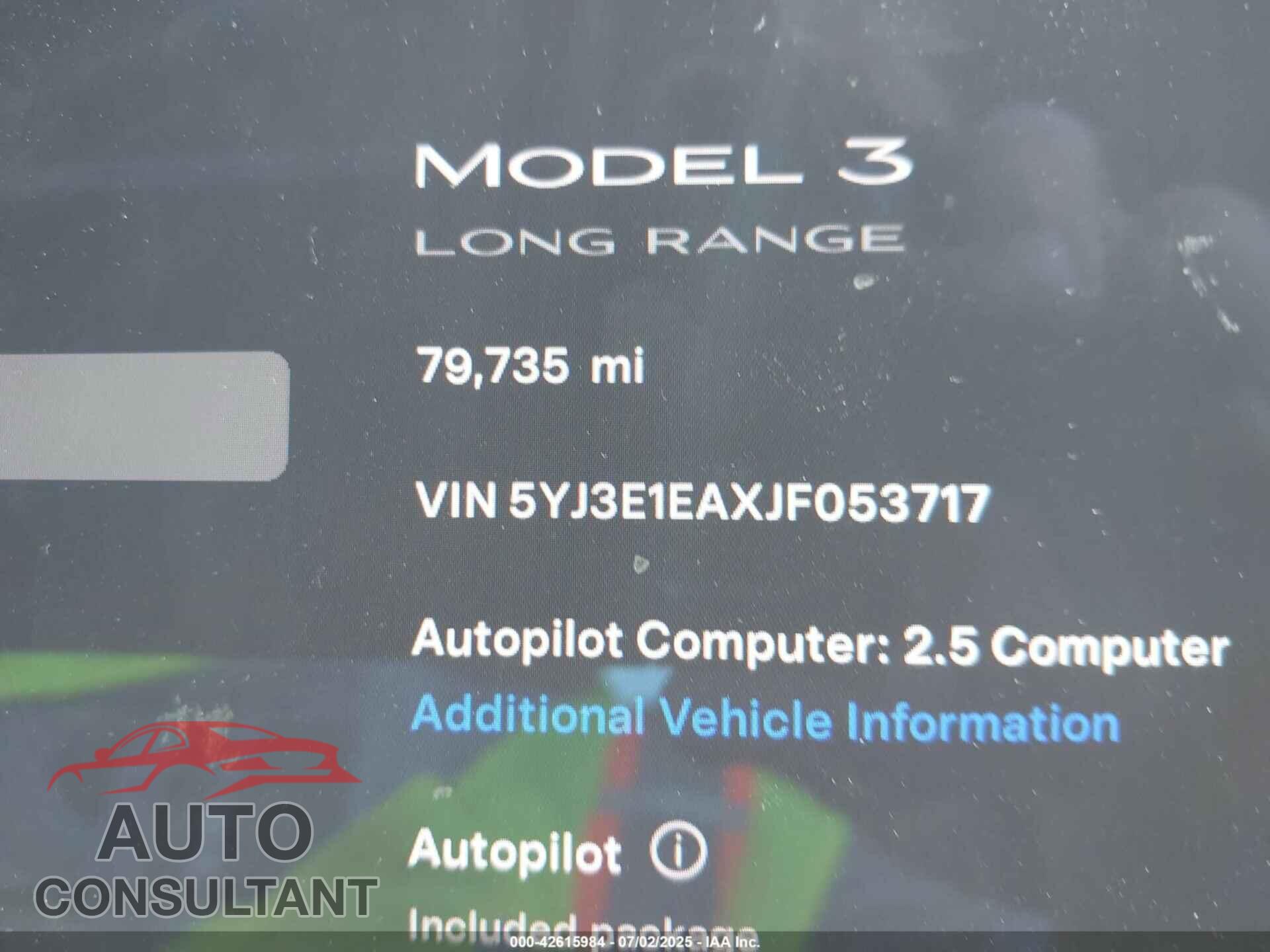 TESLA MODEL 3 2018 - 5YJ3E1EAXJF053717